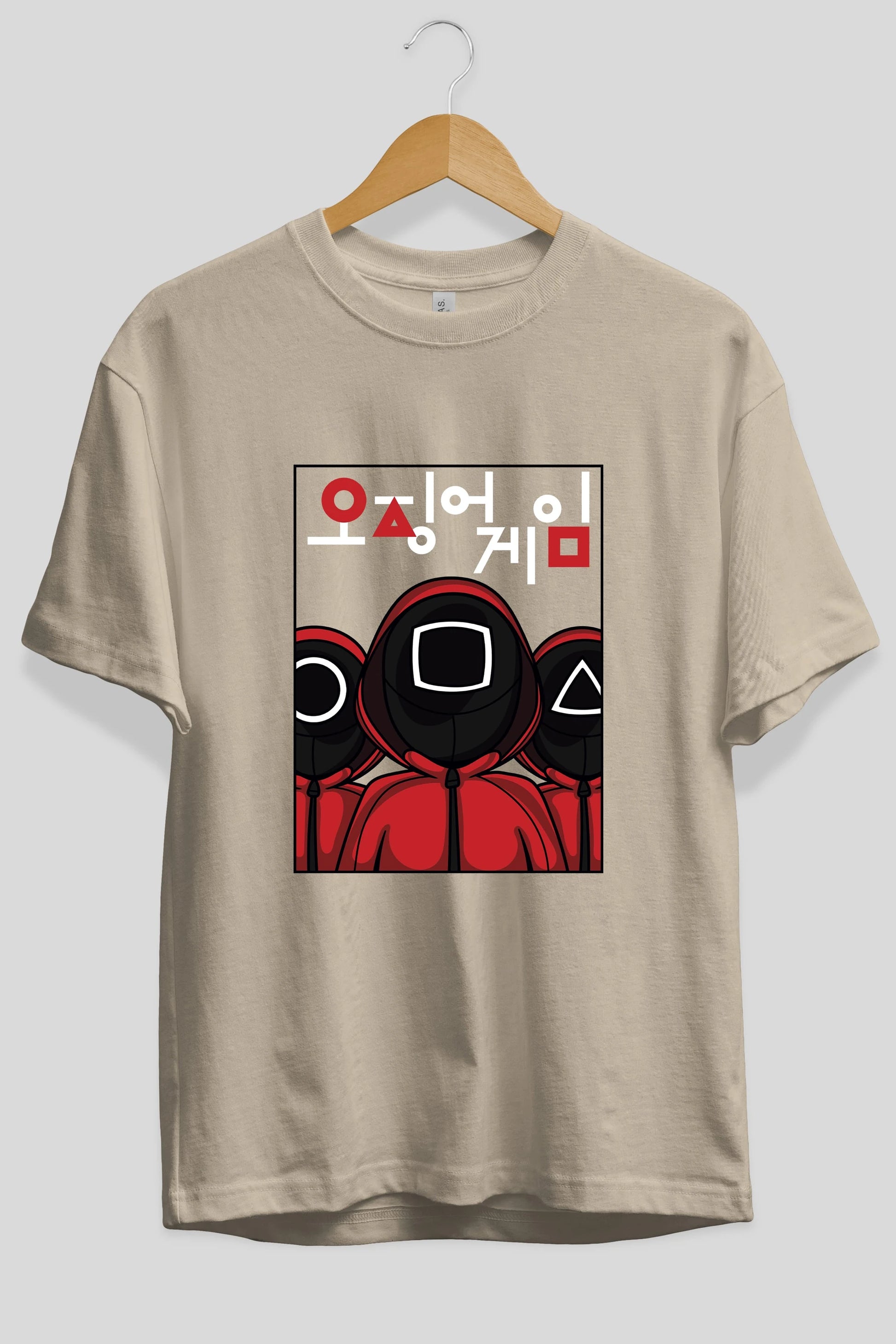 Squid Game (7) Ön Baskılı Oversize t-shirt Erkek Kadın Unisex %100 Pamuk Bisiklet Yaka tişort