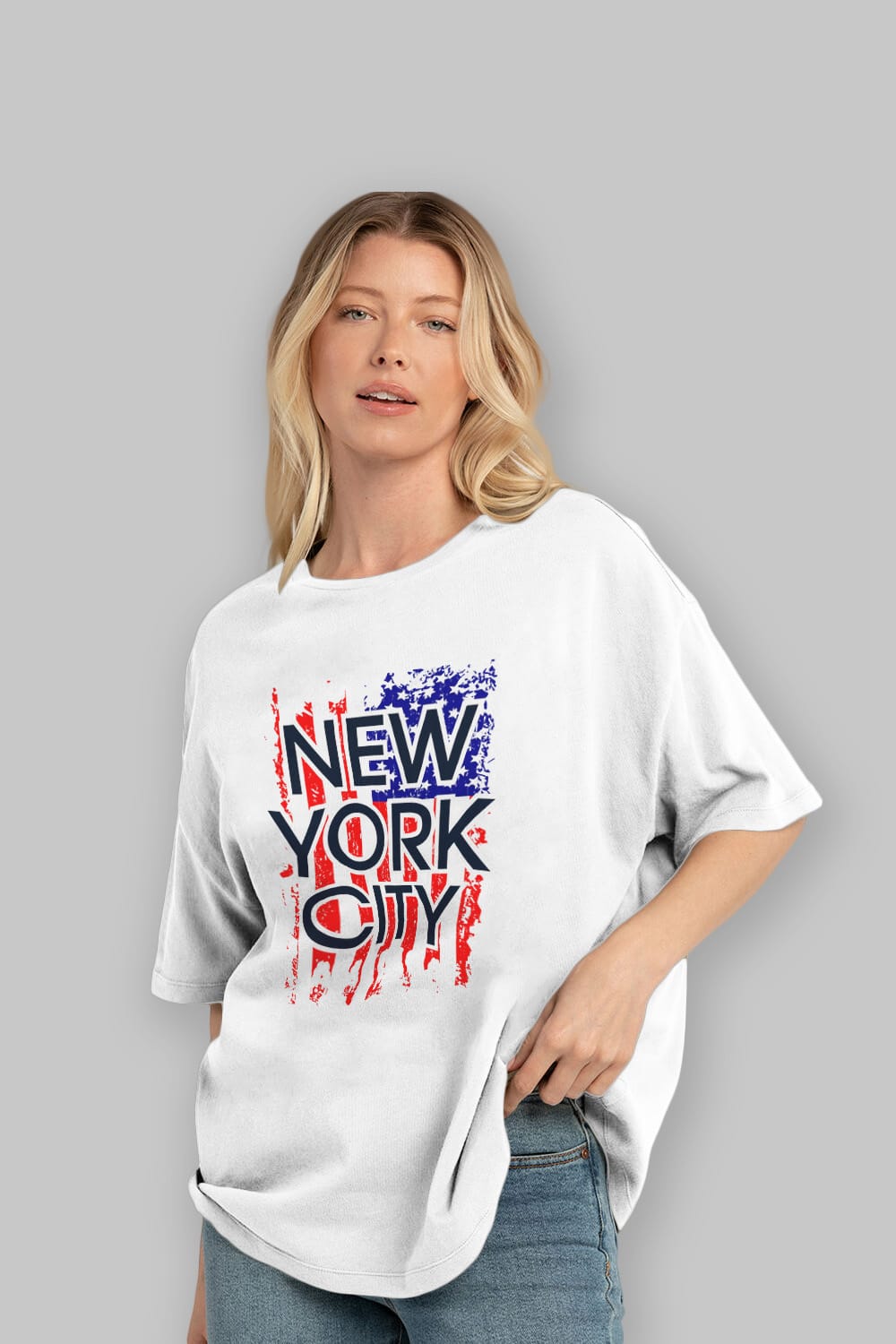 New York City 2 Ön Baskılı Oversize t-shirt Erkek Kadın Unisex