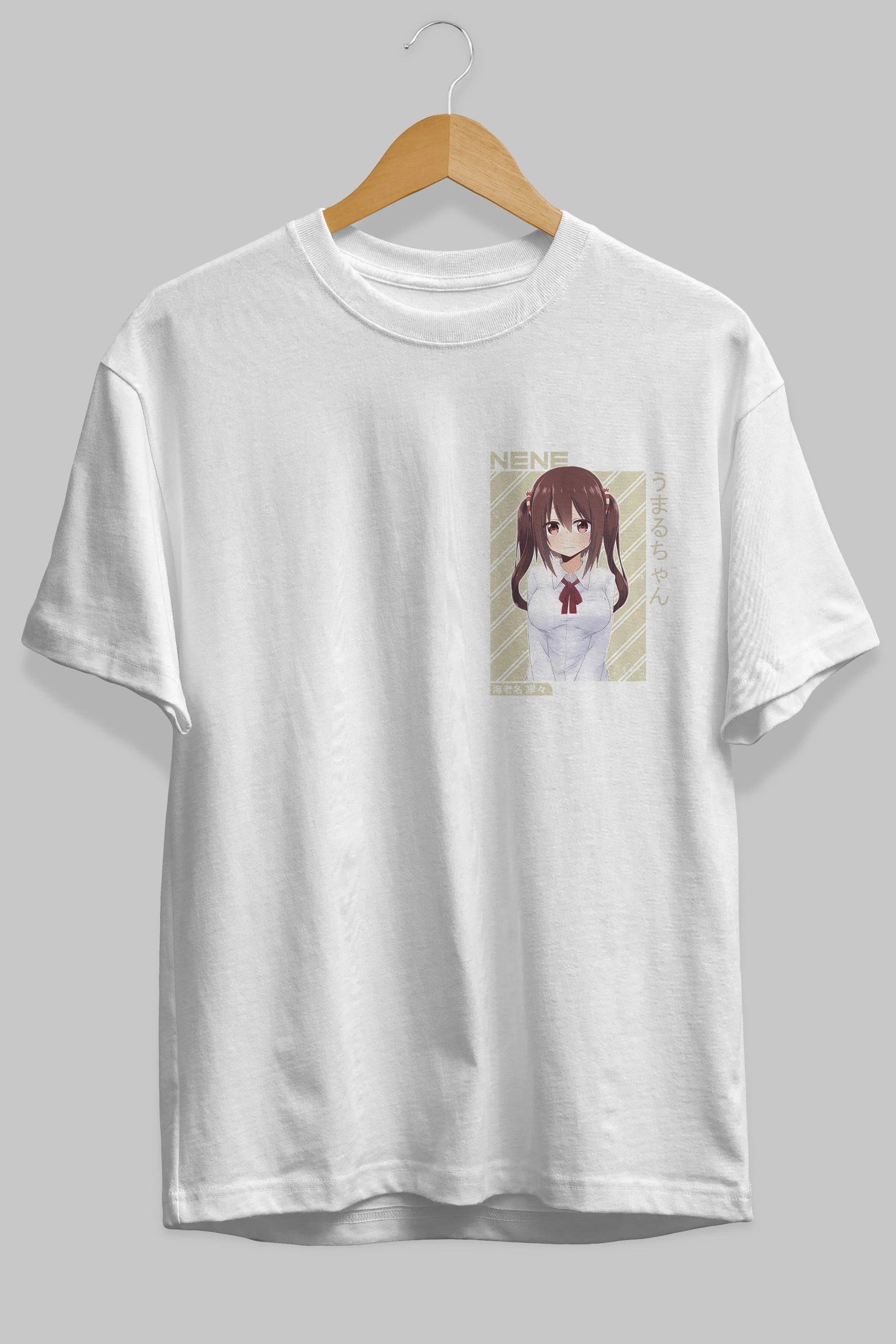 Nene Ebina 1 Ön Sol Baskılı Oversize t-shirt Erkek Kadın Unisex %100 Pamuk Bisiklet Yaka tişort