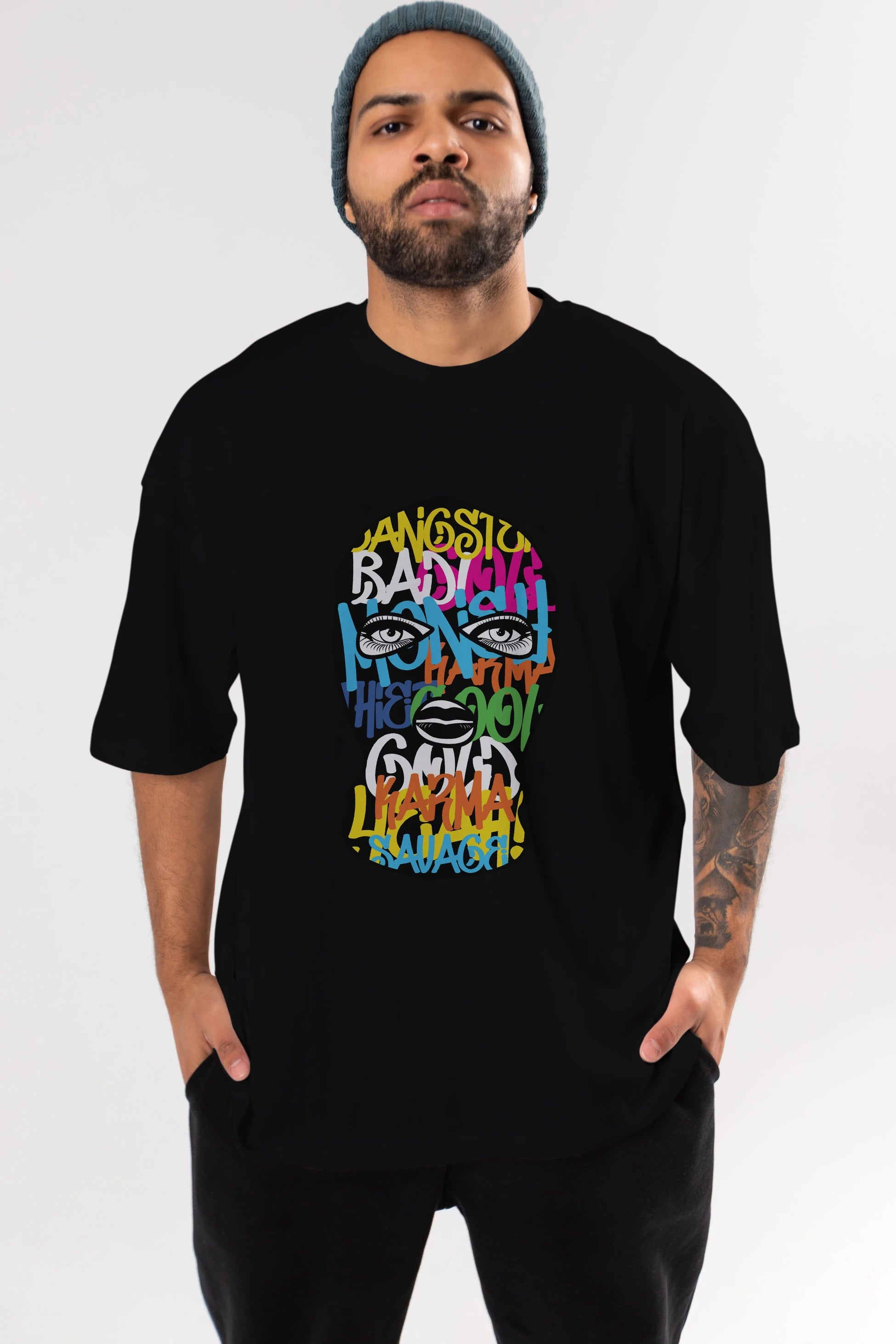 Karma Savage Ön Baskılı Oversize t-shirt Erkek Kadın Unisex