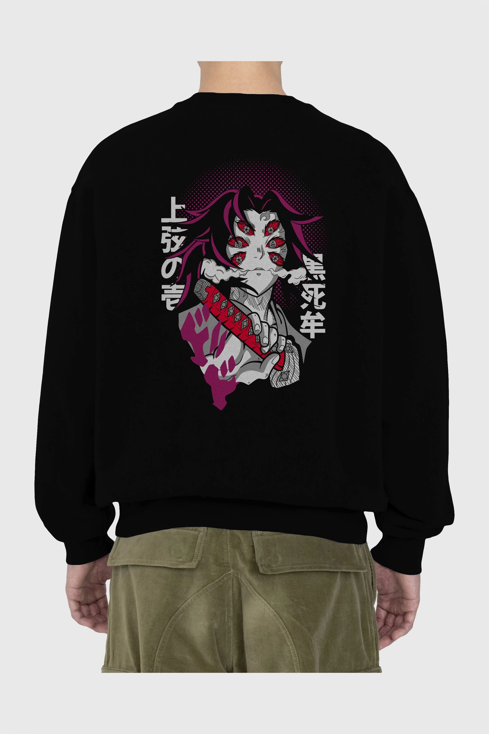 Kokushibo Anime Arka Baskılı Oversize Sweatshirt Erkek Kadın Unisex