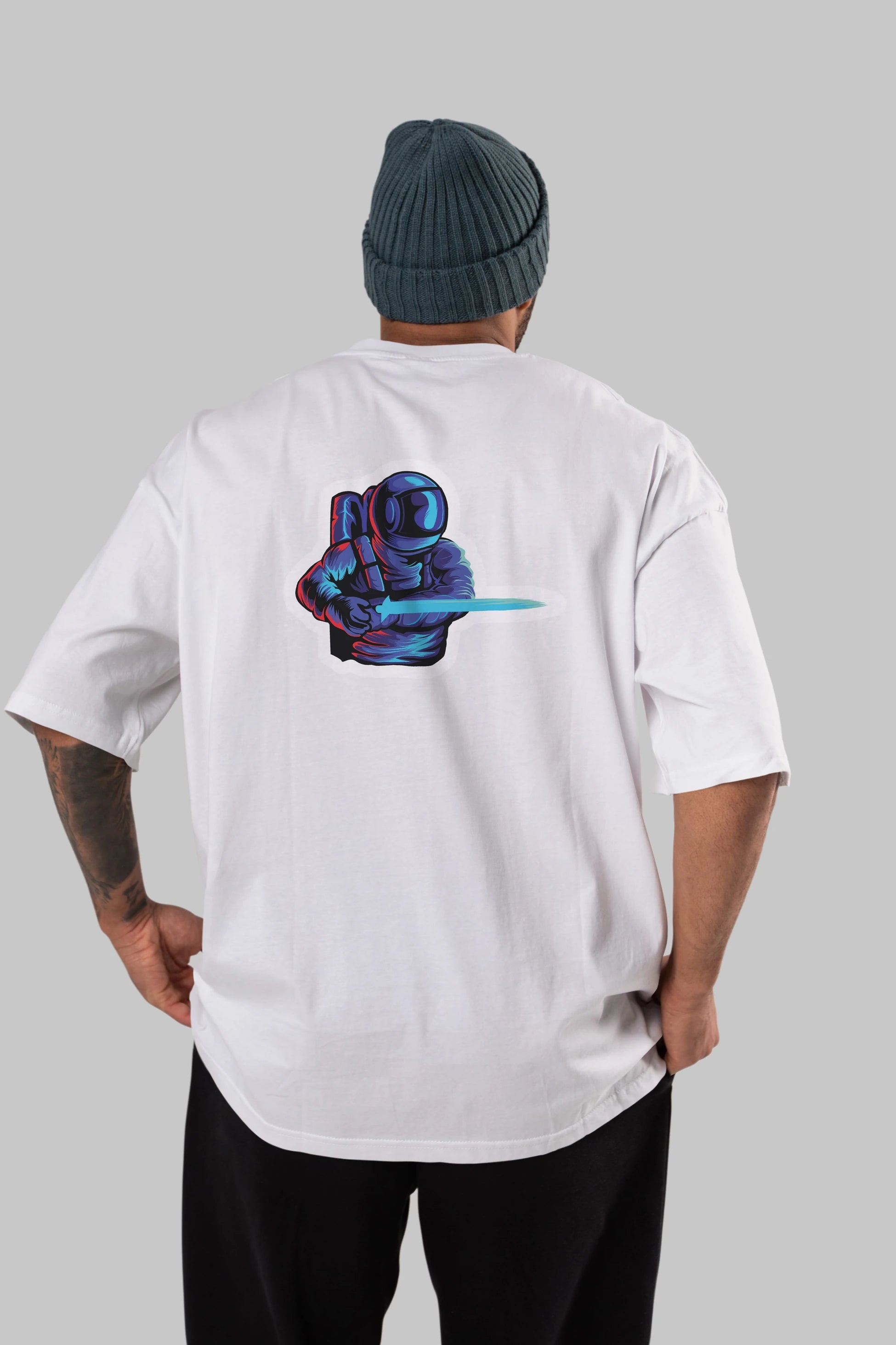 Astro Knight Sticker Arka Baskılı Oversize t-shirt Erkek Kadın Unisex