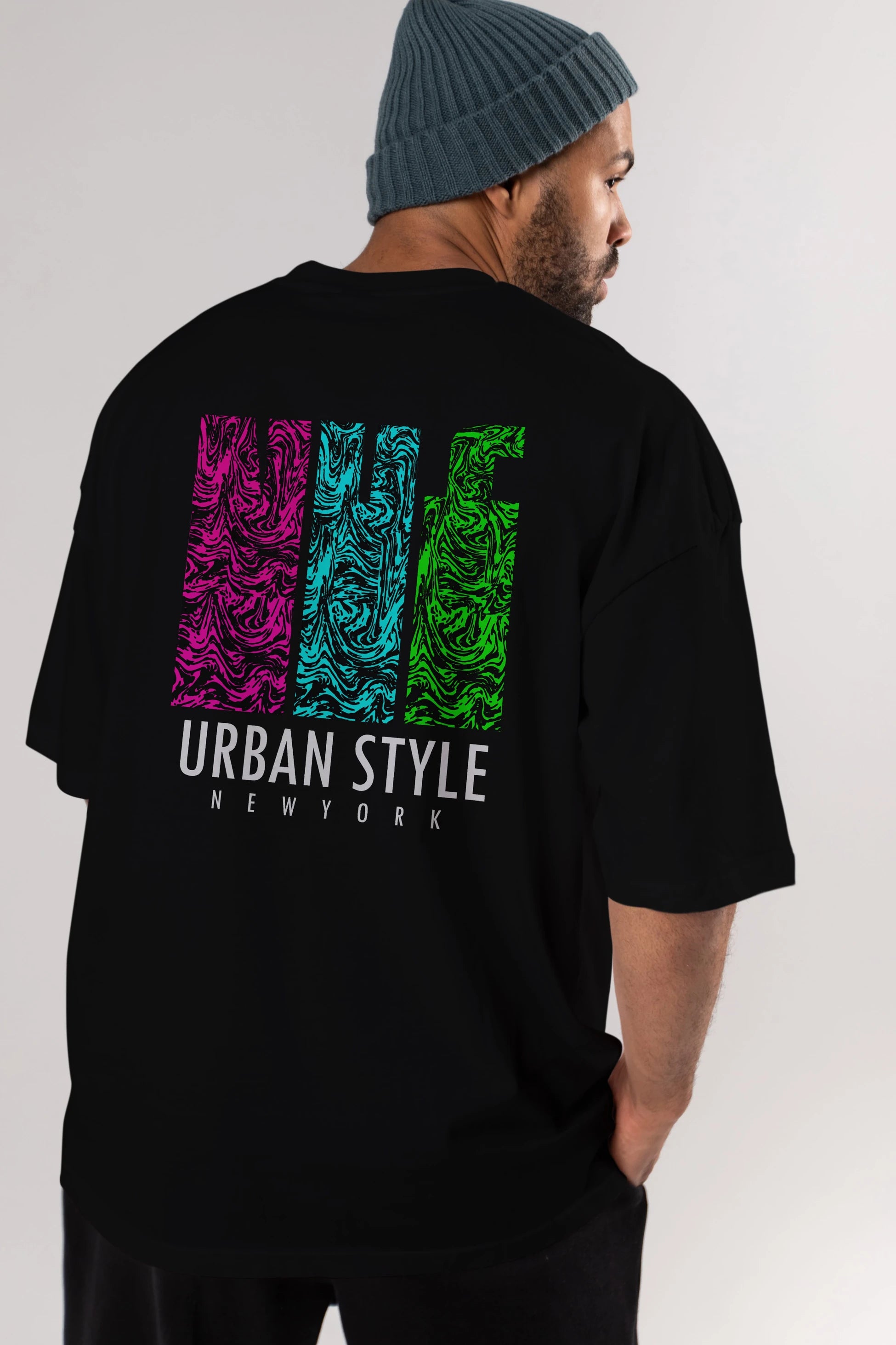 Urban Style Newyork Arka Baskılı Oversize t-shirt Erkek Kadın Unisex
