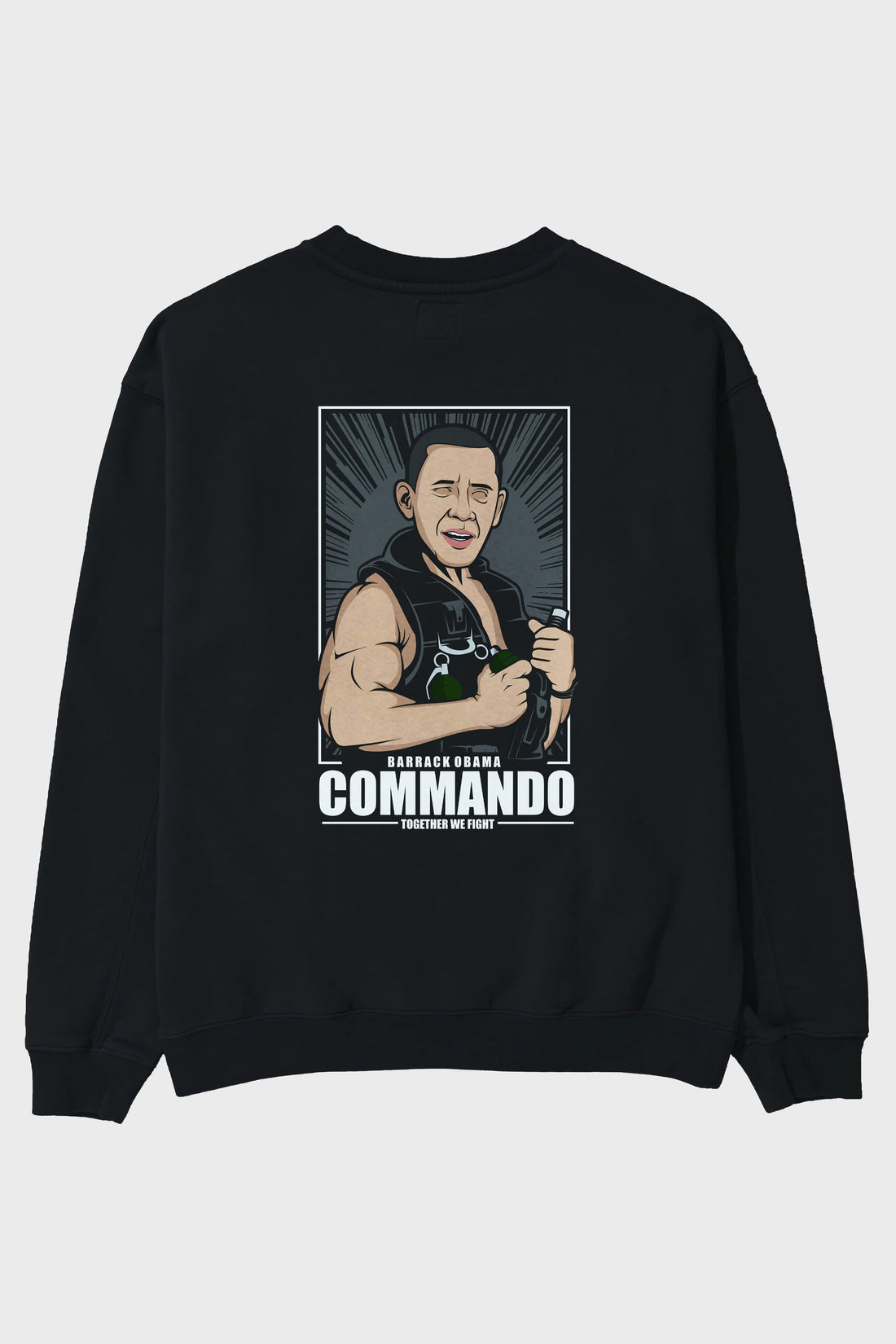 Obama Commando Arka Baskılı Oversize Sweatshirt Erkek Kadın Unisex