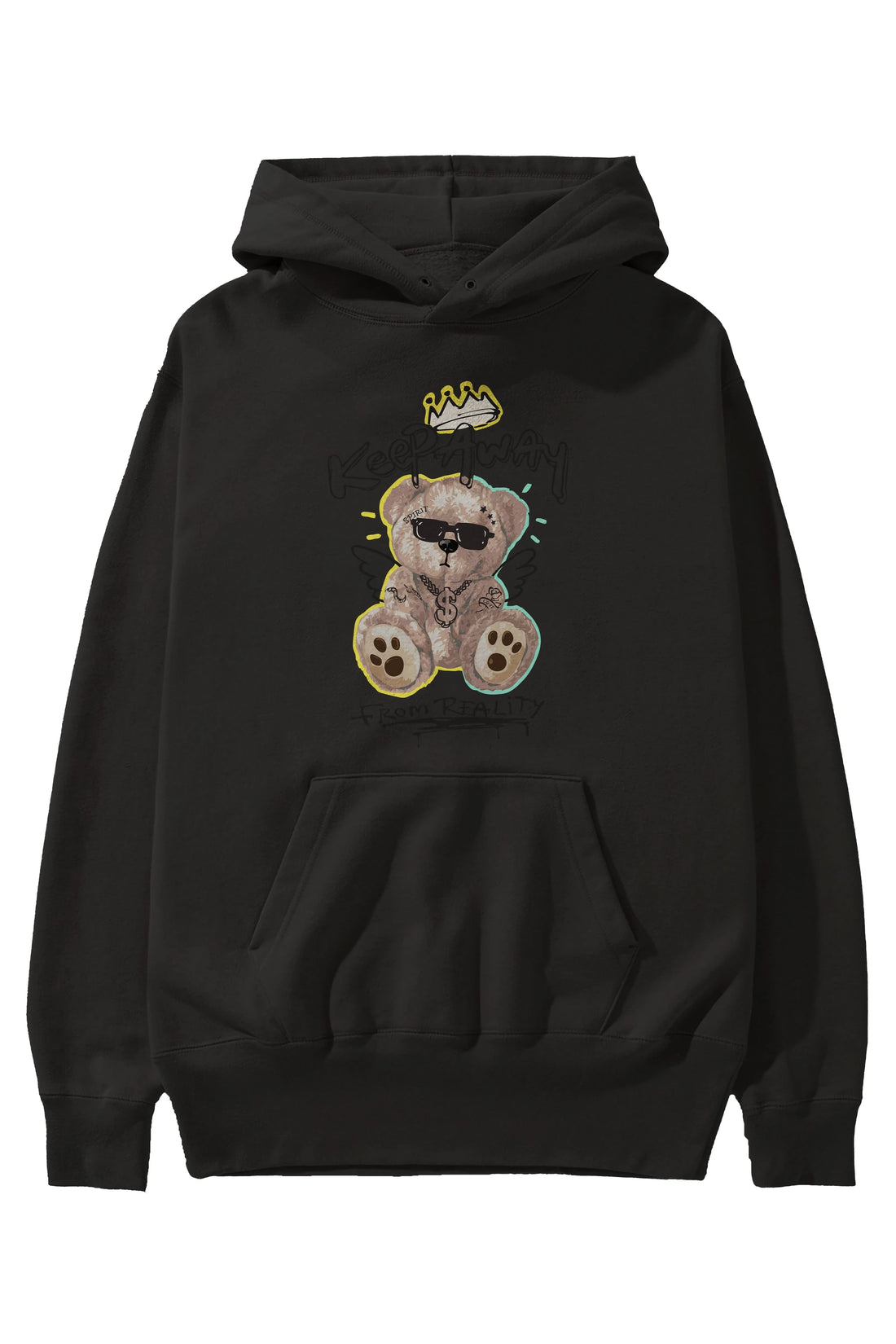 Keep Away Bear 2 Ön Baskılı Hoodie Oversize Kapüşonlu Sweatshirt Erkek Kadın Unisex