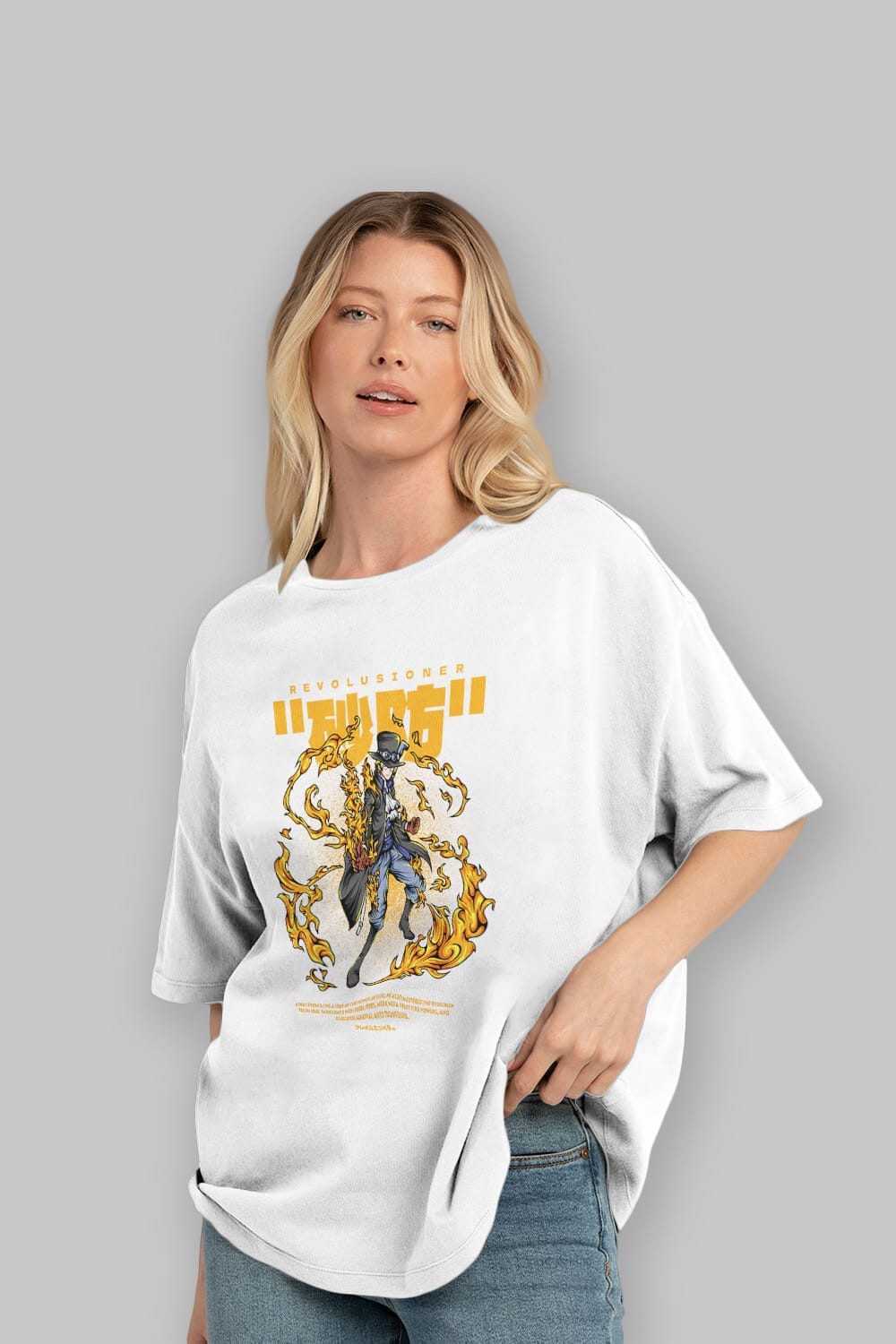 Revolusioner Sabo Anime Ön Baskılı Oversize t-shirt %100 pamuk Erkek Kadın Unisex