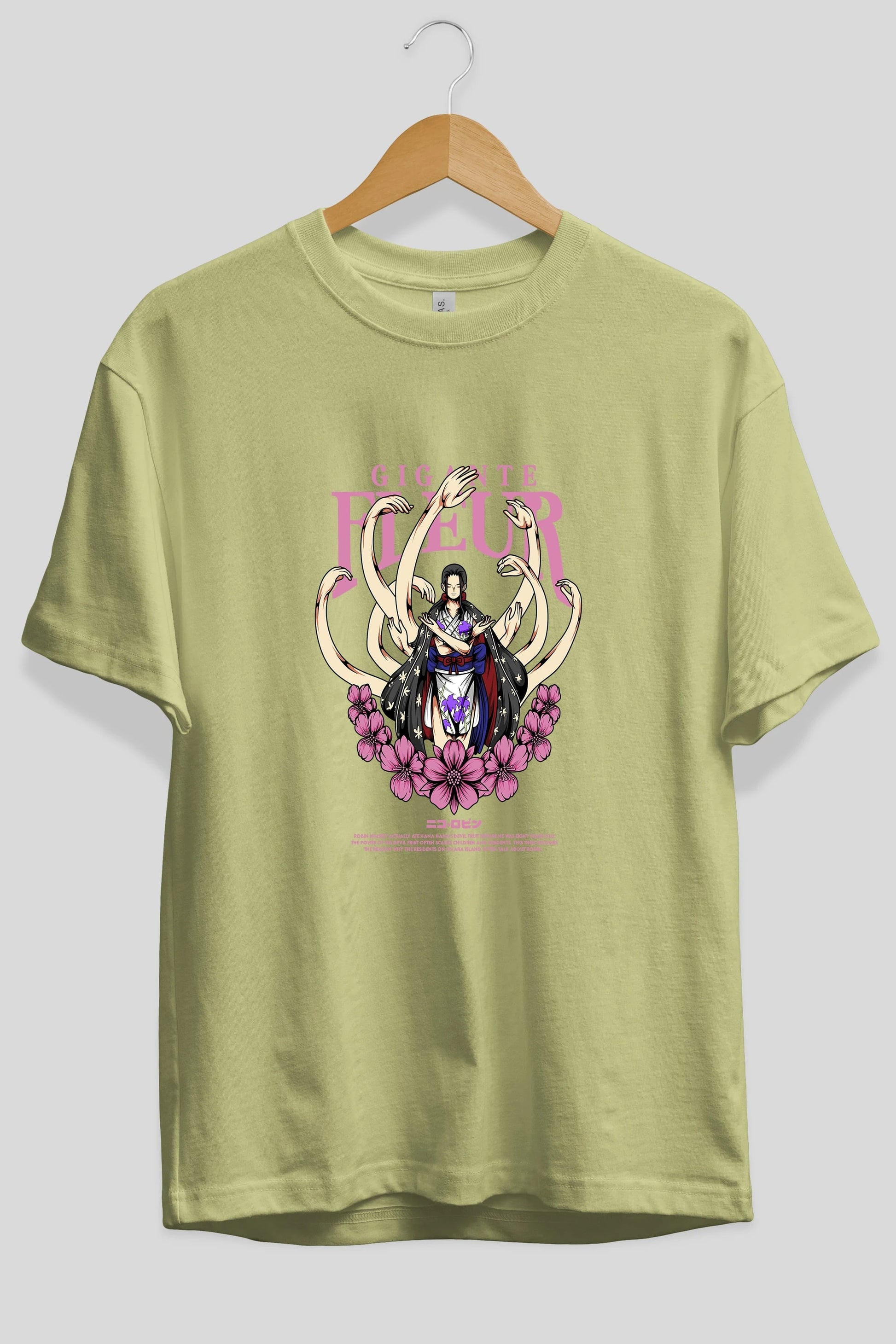 Gigante Fleur Anime Ön Baskılı Oversize t-shirt %100 pamuk Erkek Kadın Unisex