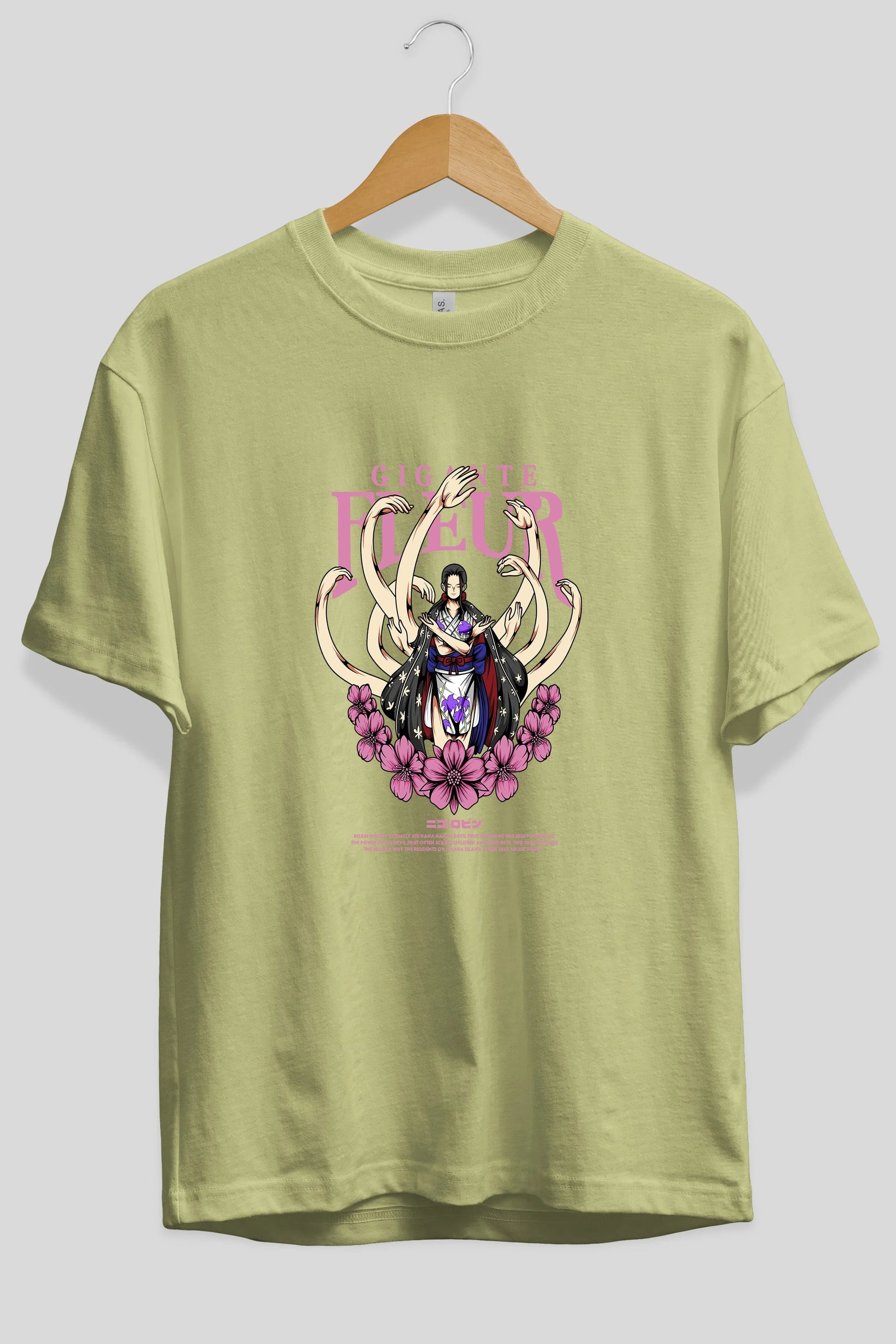 Gigante Fleur Anime Ön Baskılı Oversize t-shirt %100 pamuk Erkek Kadın Unisex