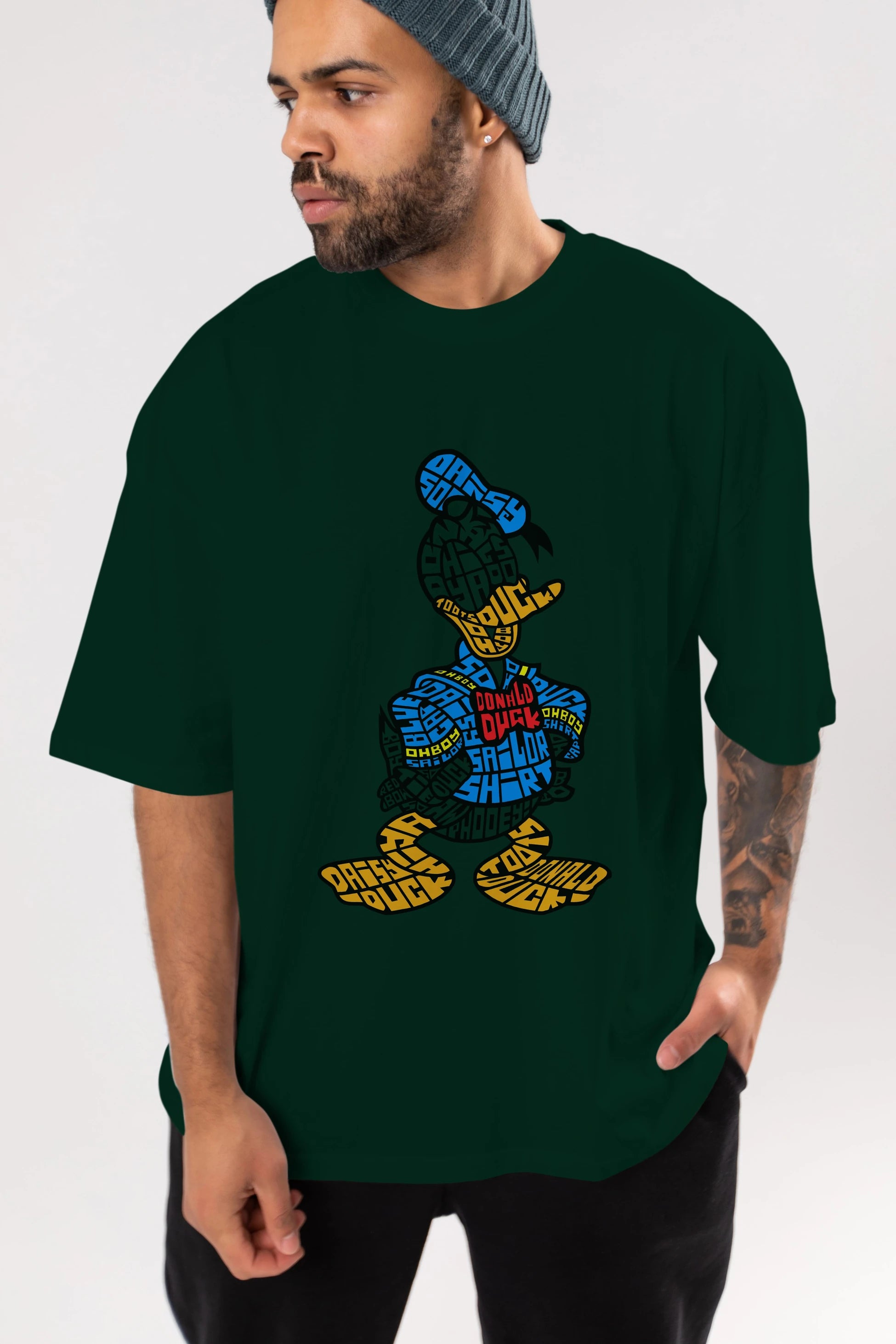 Donald Ön Baskılı Oversize t-shirt %100 pamuk Erkek Kadın Unisex