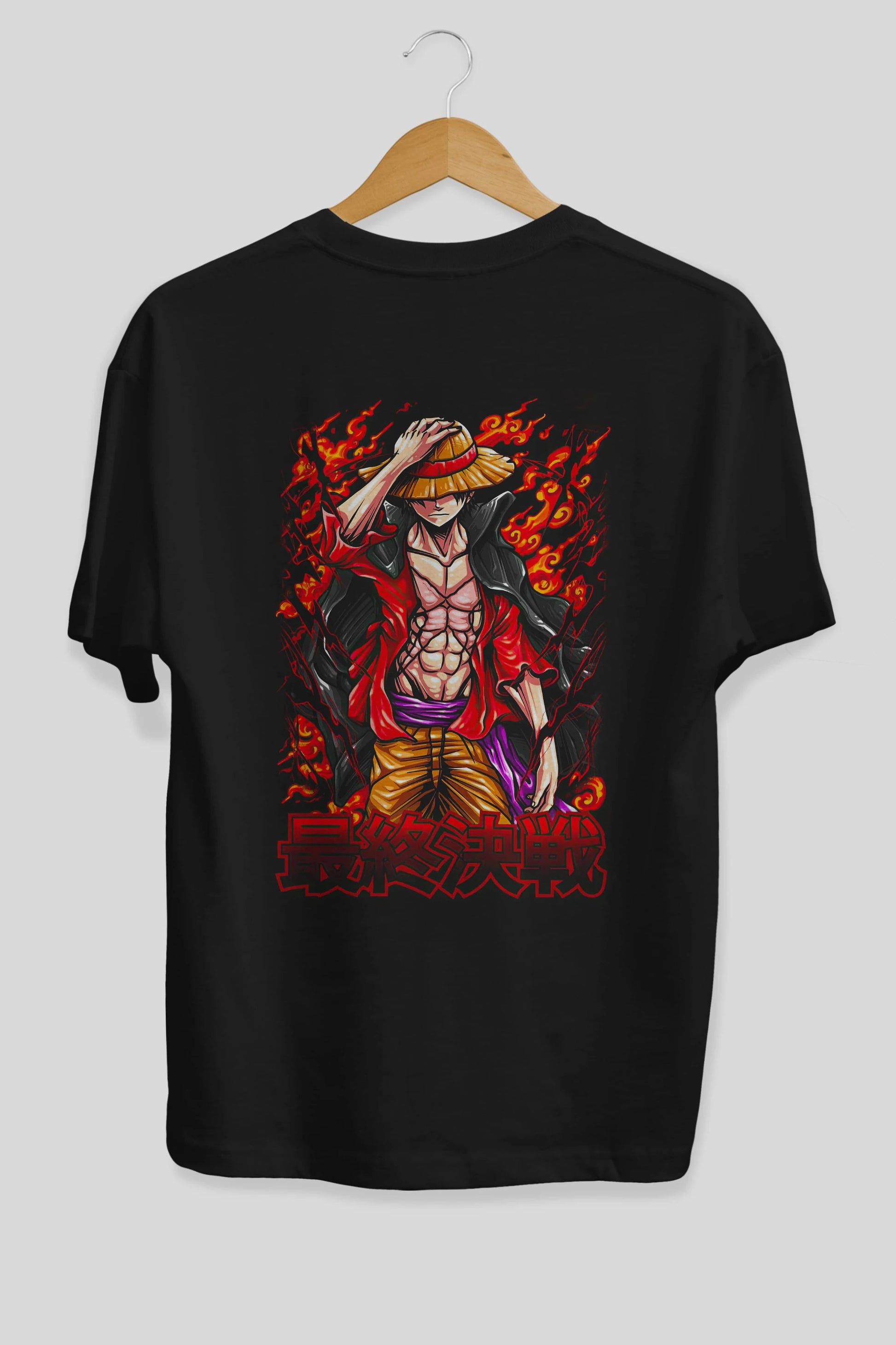 MONKEY D. LUFFY (3) Anime Arka Baskılı Oversize t-shirt Erkek Kadın Unisex