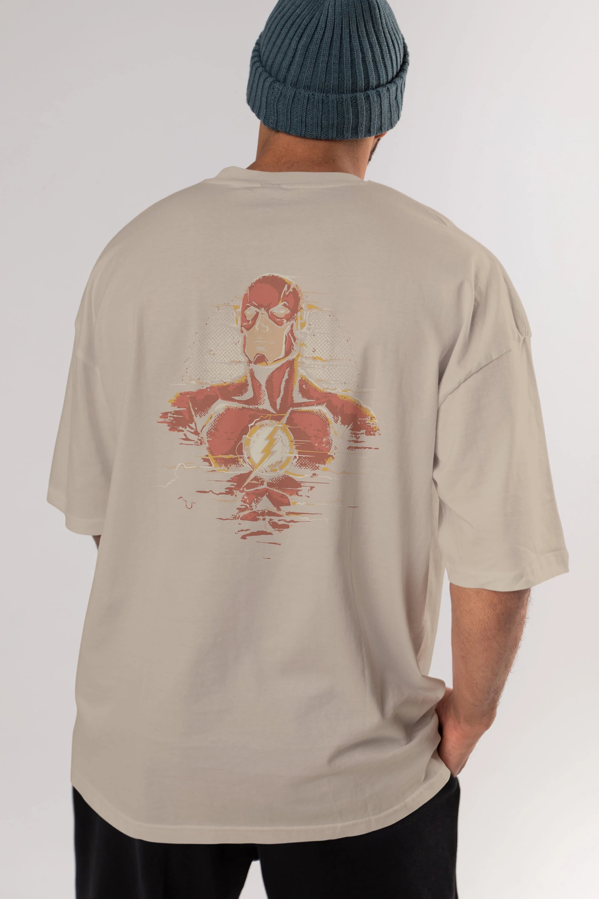 Flash Avengers Arka Baskılı Oversize t-shirt Erkek Kadın Unisex %100 Pamuk Bisiklet Yaka tişort