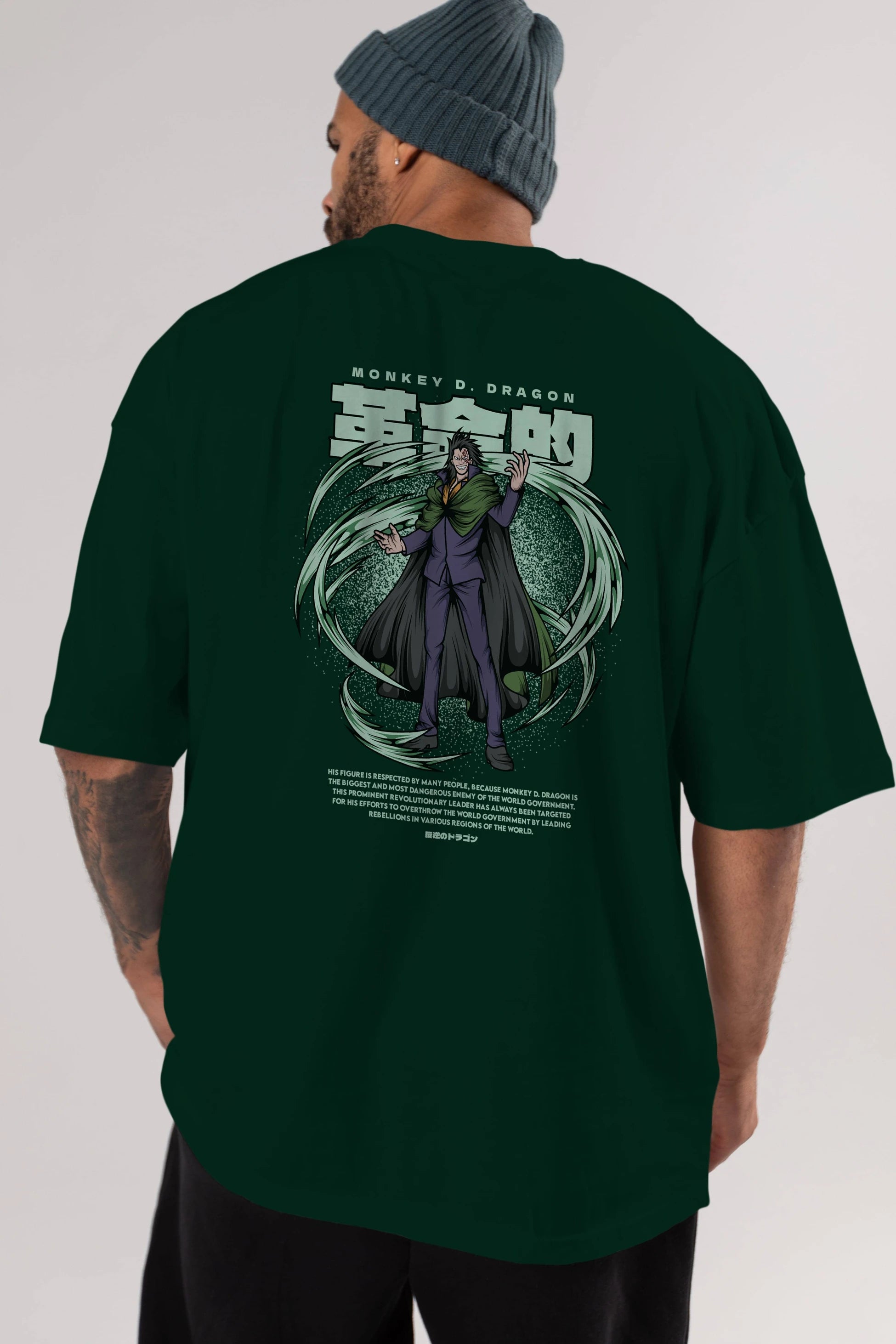 Monkey D. Dragon Anime Arka Baskılı Oversize t-shirt Erkek Kadın Unisex