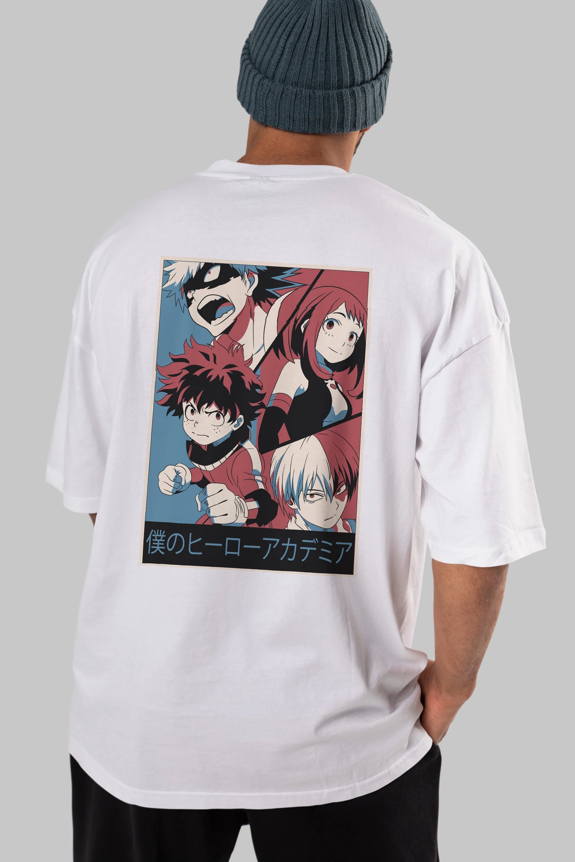 BokuNoHero Anime Arka Baskılı Oversize t-shirt Erkek Kadın Unisex
