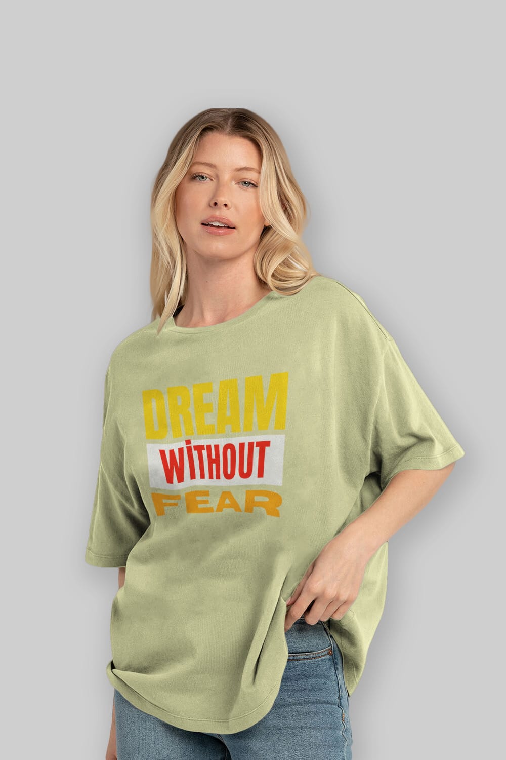 Dream Without Fear Ön Baskılı Oversize t-shirt Erkek Kadın Unisex