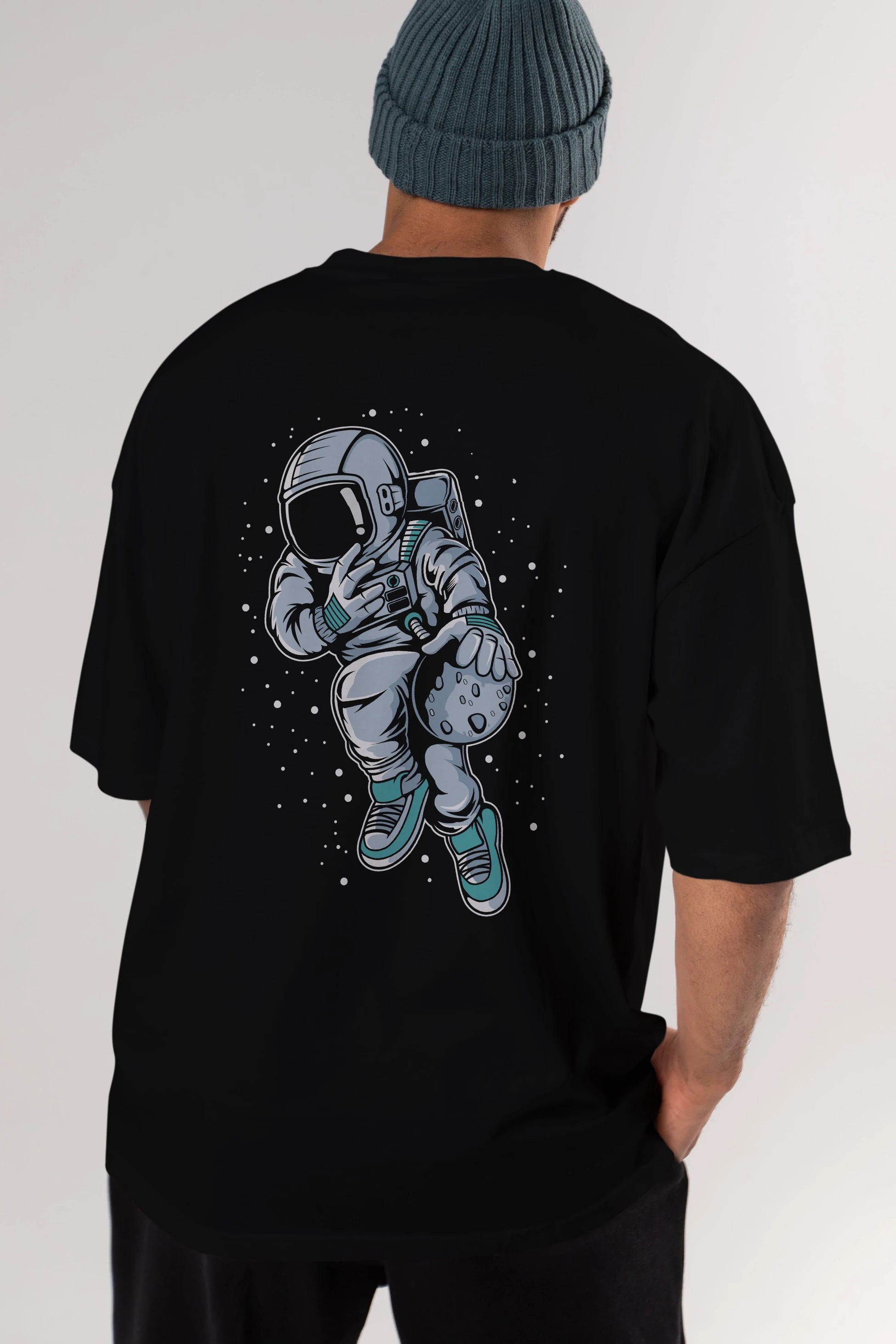 Astronaut Basketball (2) Arka Baskılı Oversize t-shirt Erkek Kadın Unisex