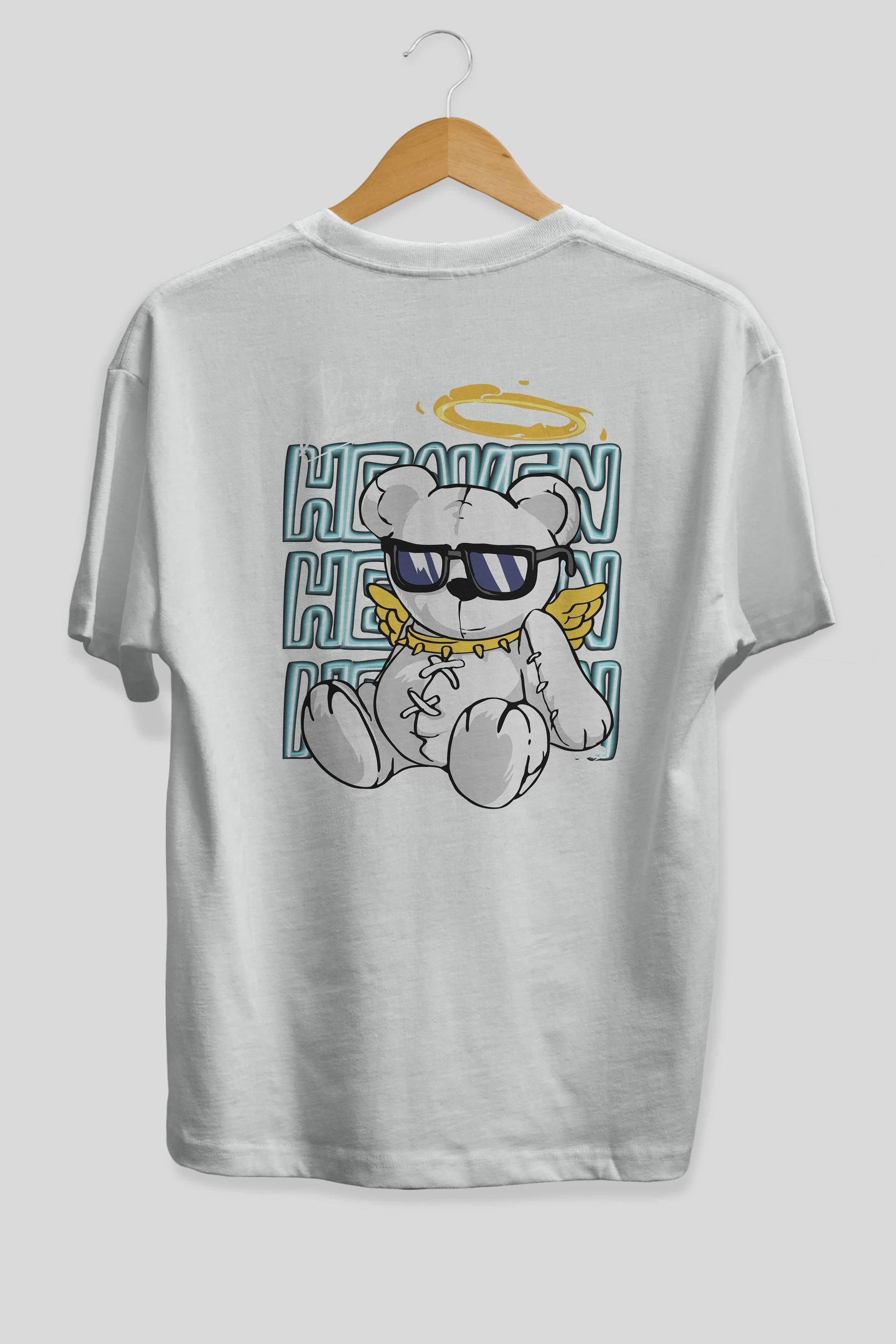 Heaven Bear Arka Baskılı Oversize t-shirt Erkek Kadın Unisex
