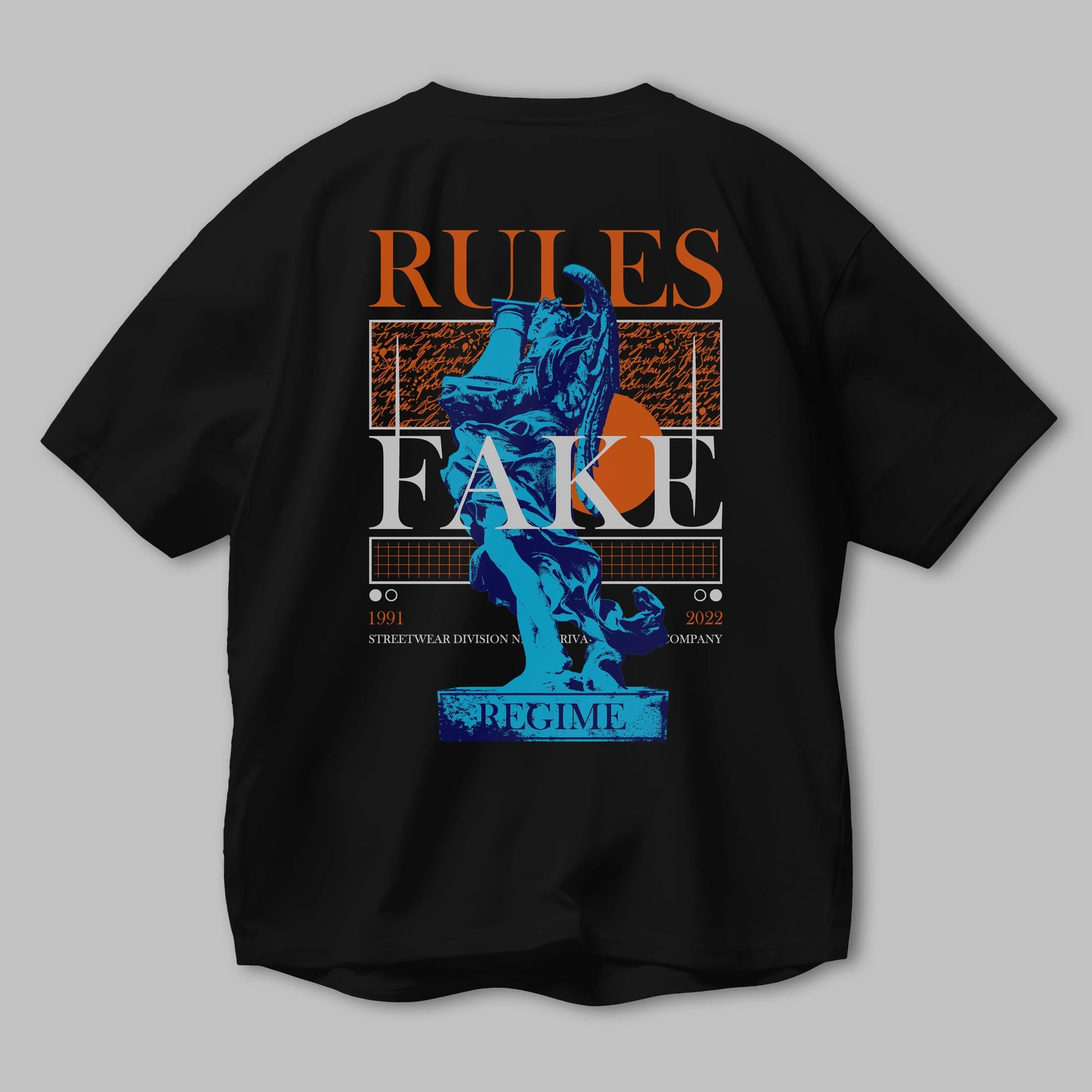 Rules Fake Arka Baskılı Oversize t-shirt Erkek Kadın Unisex