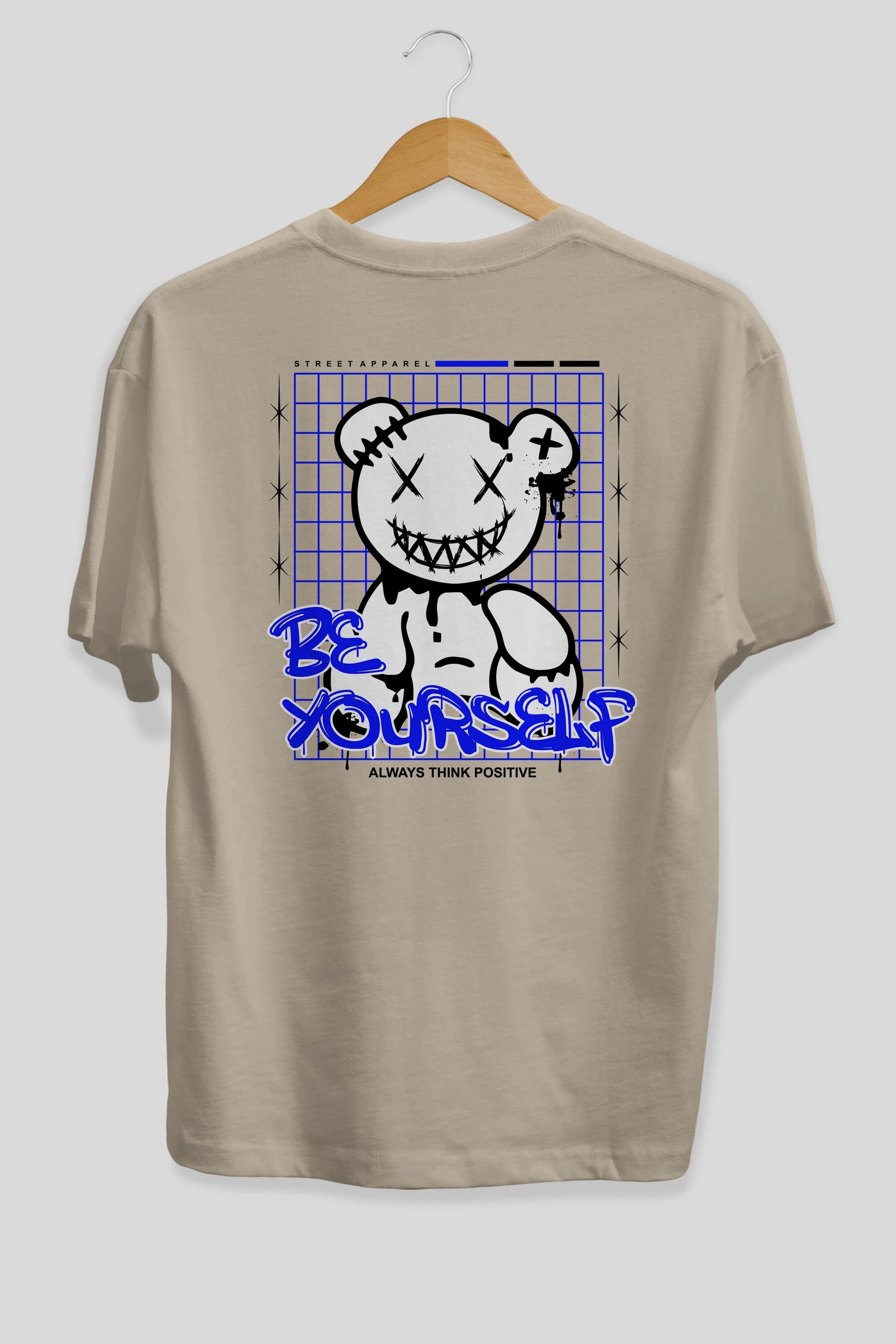 Teddy Bear Be Yourself Arka Baskılı Oversize t-shirt Erkek Kadın Unisex
