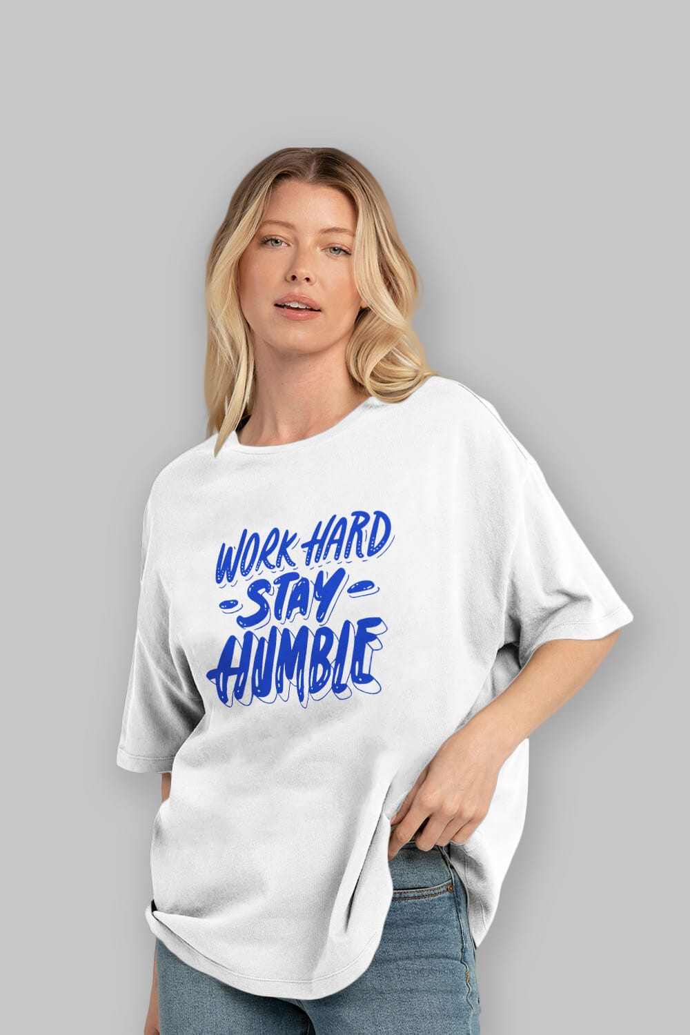 Word Hard Yazılı Ön Baskılı Oversize t-shirt Erkek Kadın Unisex