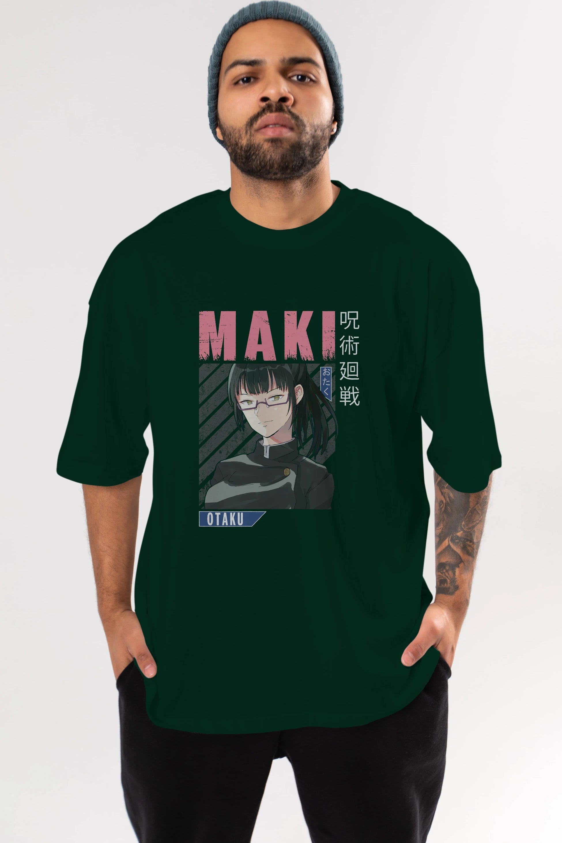 Maki Zenin CHAINSAWMAN 1 Anime Ön Baskılı Oversize t-shirt %100 pamuk Erkek Kadın Unisex