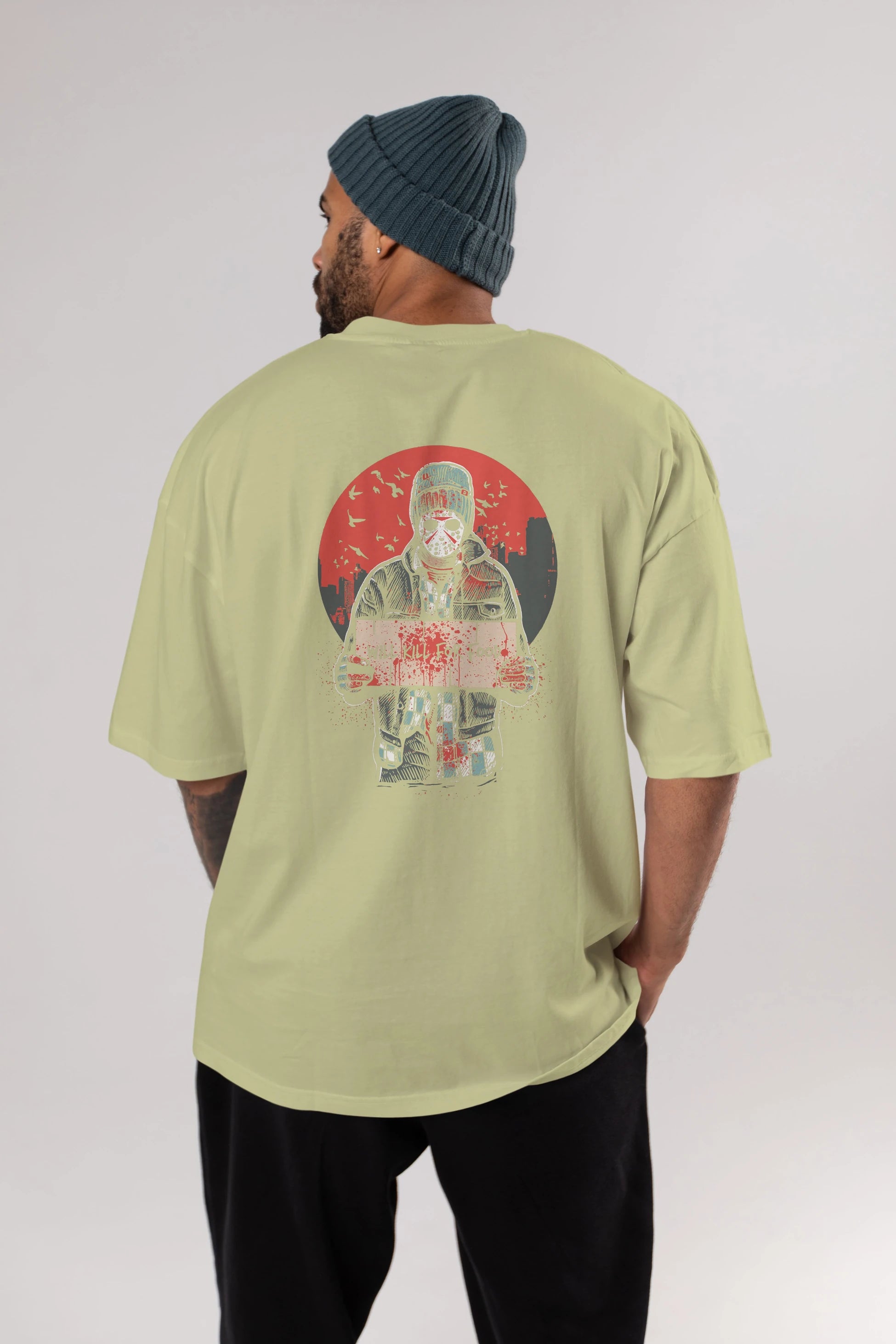 Kill For Food Arka Baskılı Oversize t-shirt Erkek Kadın Unisex %100 Pamuk
