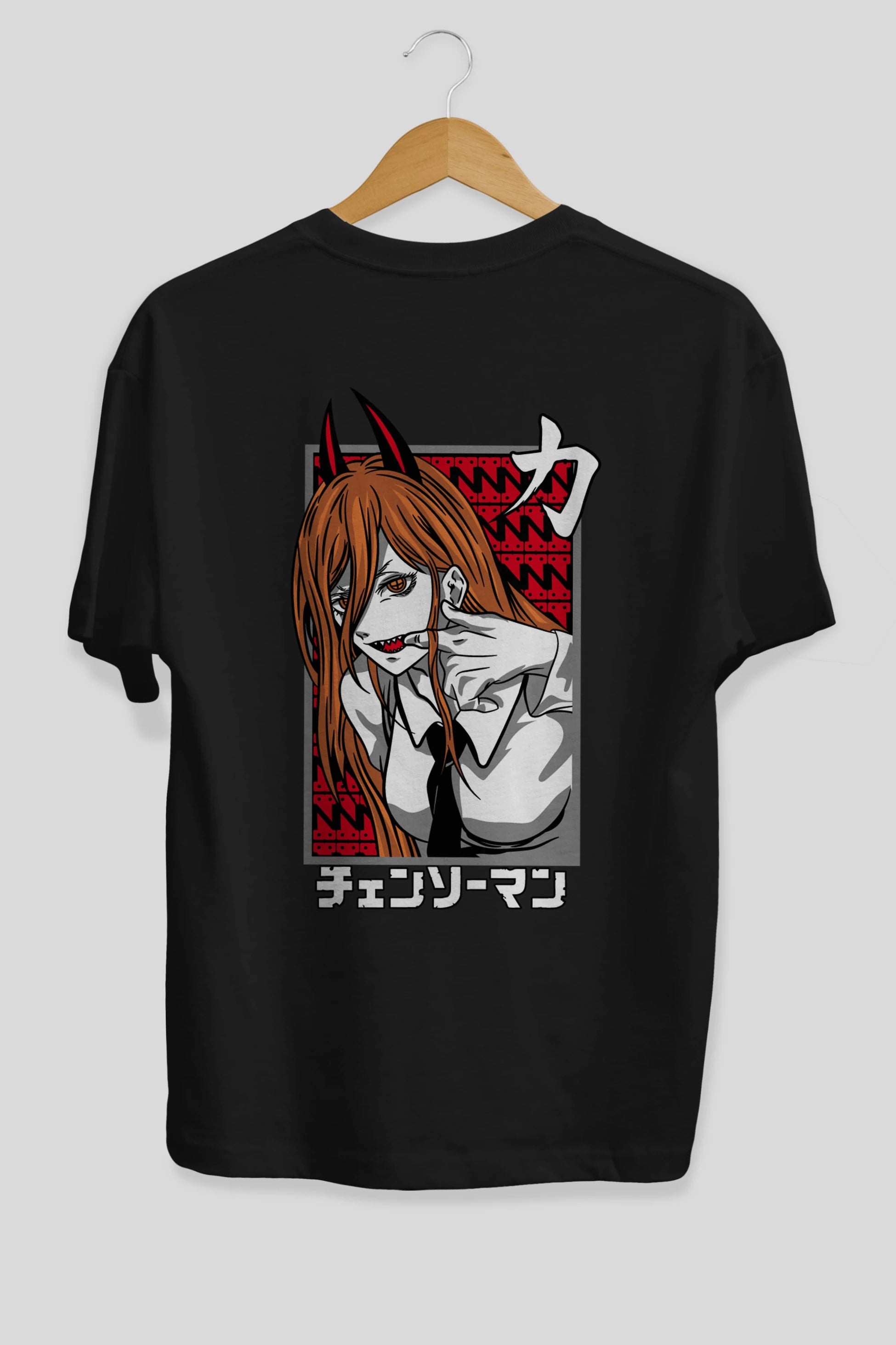 CHAINSAWMAN POWER Anime Arka Baskılı Oversize t-shirt Erkek Kadın Unisex
