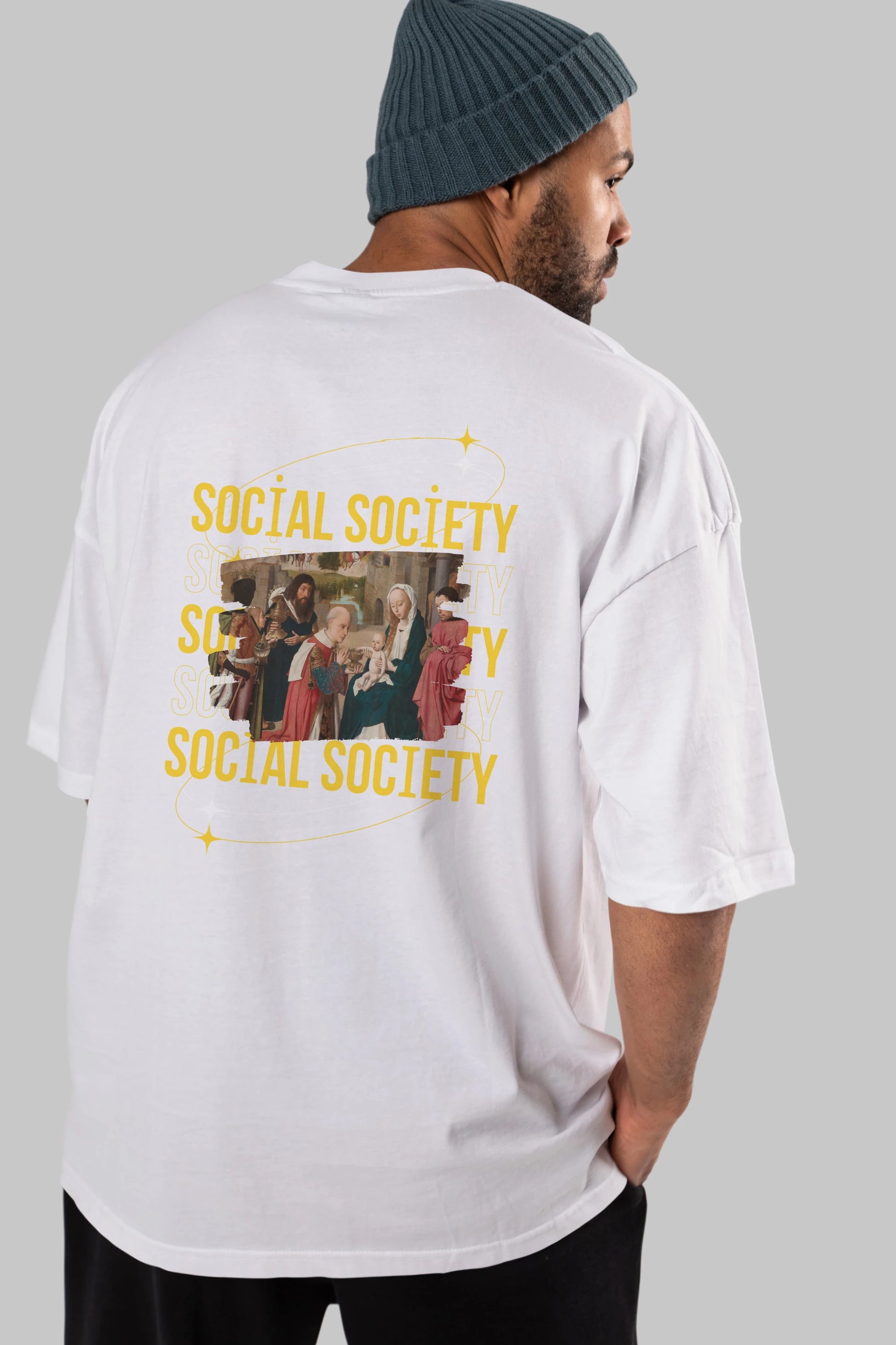 Social Society Yazılı Arka Baskılı Oversize t-shirt Erkek Kadın Unisex