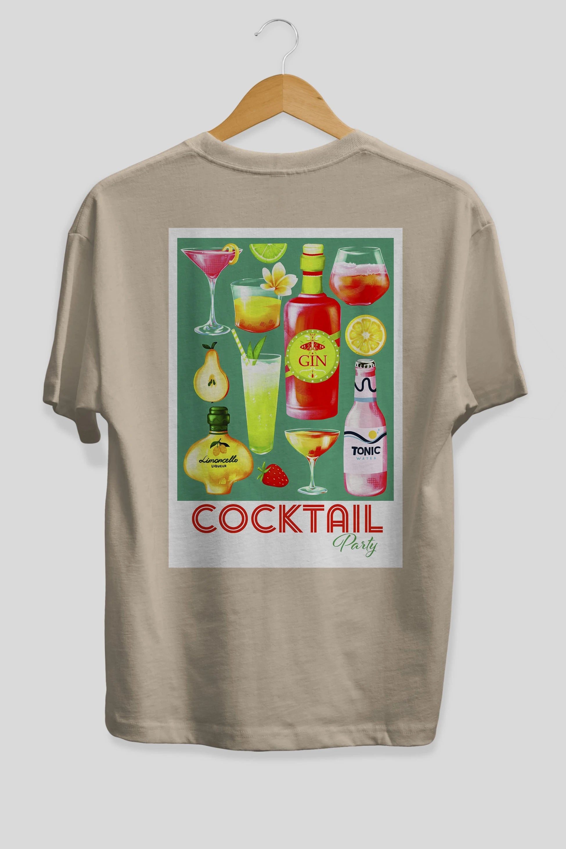 Cocktail Party 2 Arka Baskılı Oversize t-shirt Erkek Kadın Unisex %100 Pamuk Bisiklet Yaka tişort