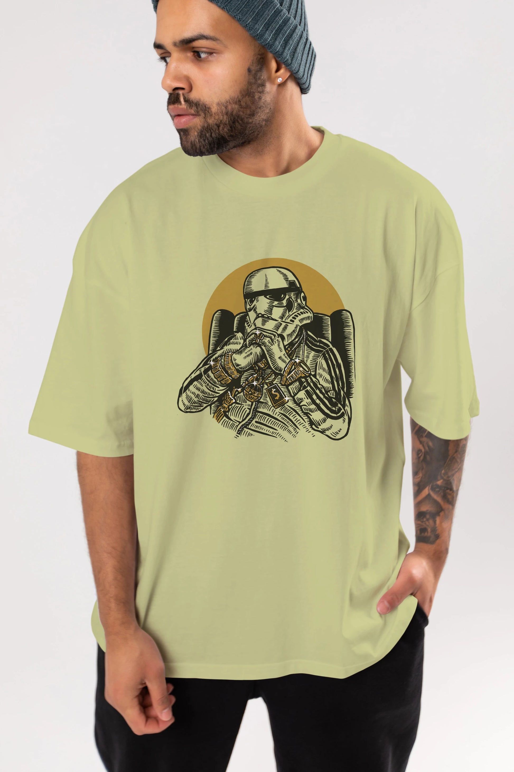 Trooper Dee Jay Ön Baskılı Oversize t-shirt Erkek Kadın Unisex %100 Pamuk tişort