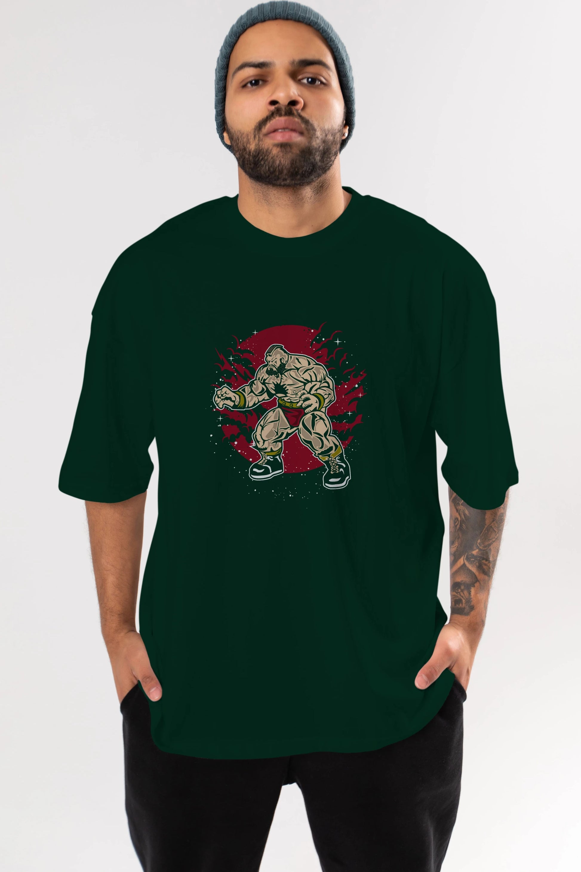 ZANGGIEF Ön Baskılı Oversize t-shirt Erkek Kadın Unisex %100 Pamuk tişort