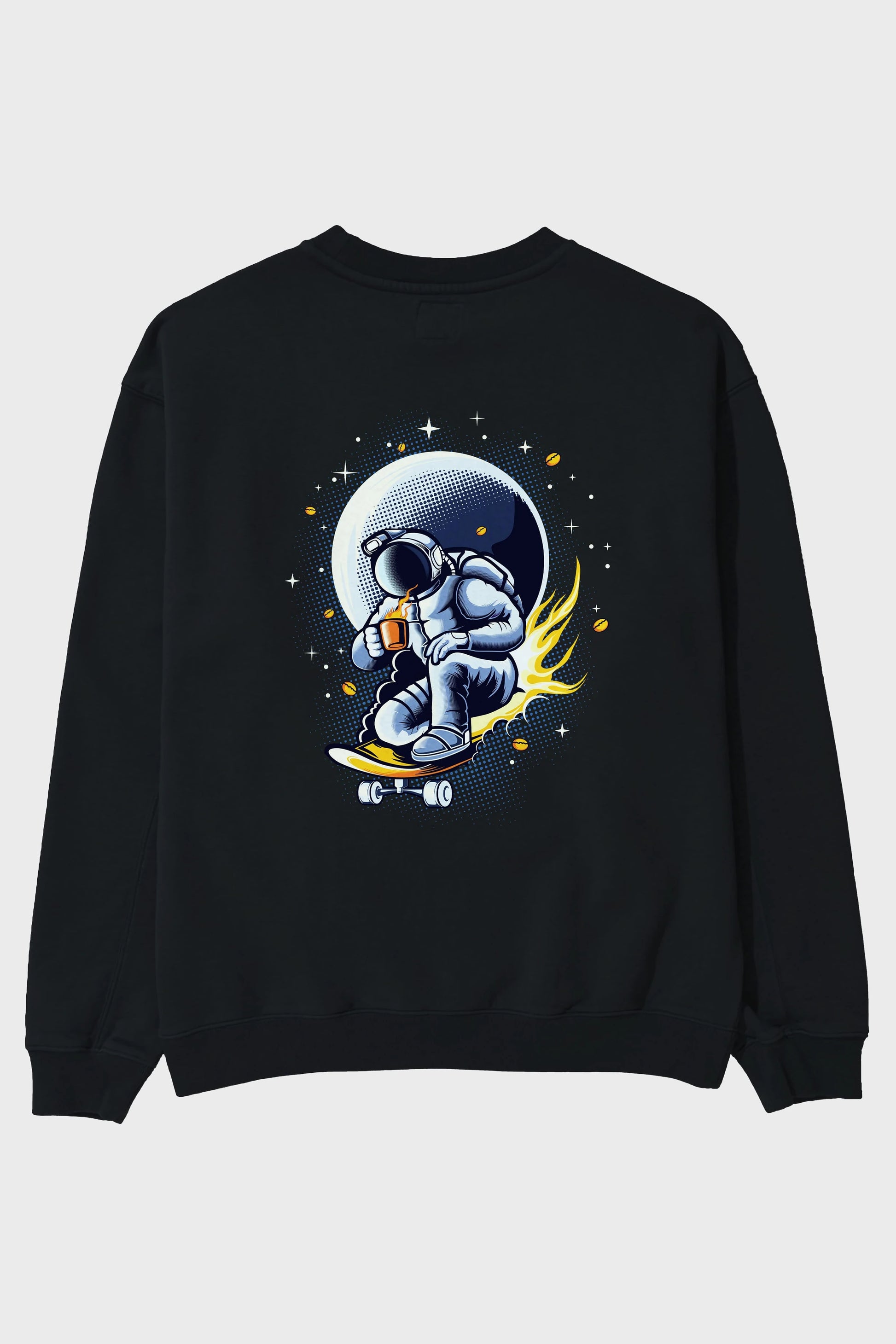 Astro Coffee Addict Arka Baskılı Oversize Sweatshirt Erkek Kadın Unisex