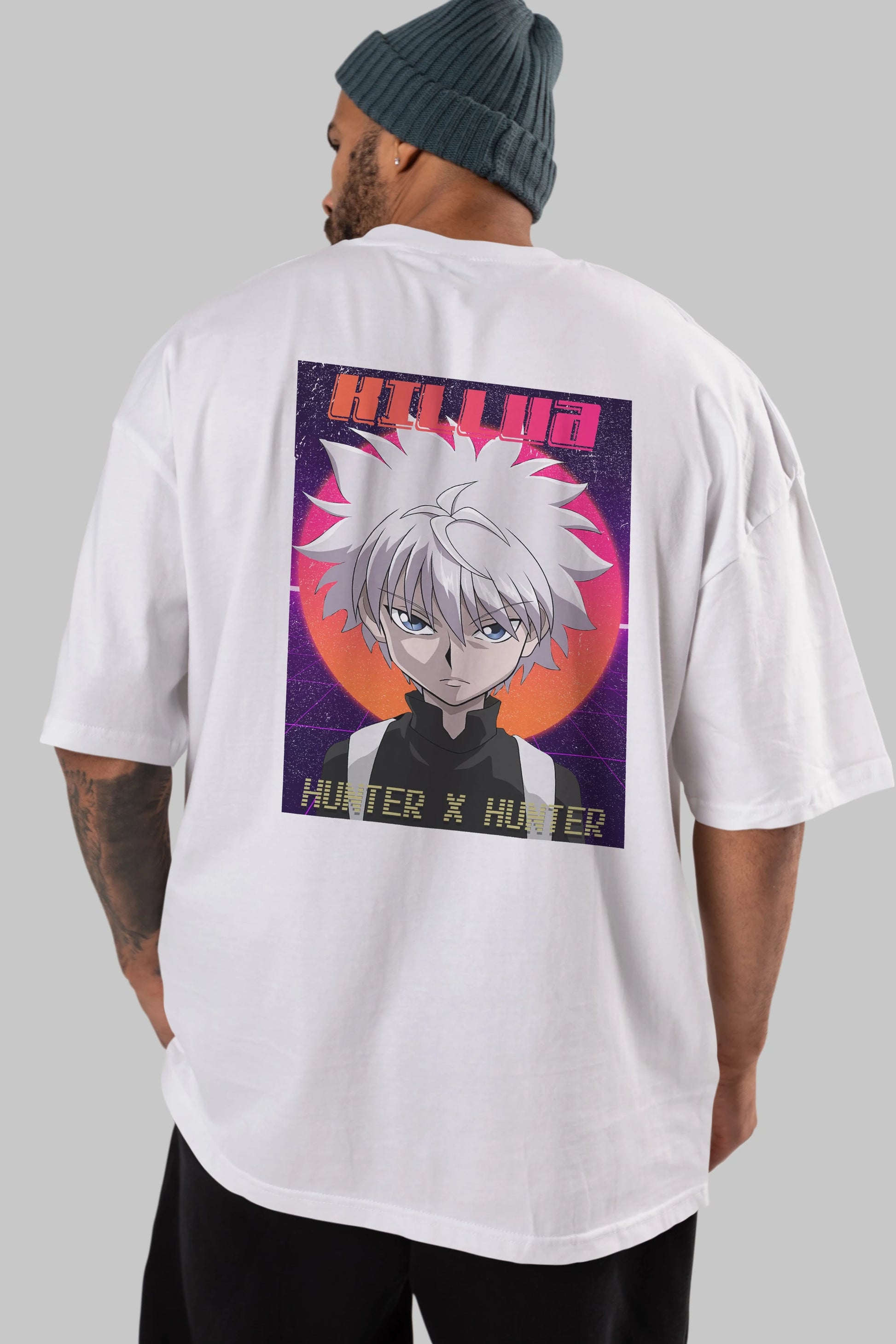 Killua Zoldyck 12 1 Anime Arka Baskılı Oversize t-shirt Erkek Kadın Unisex