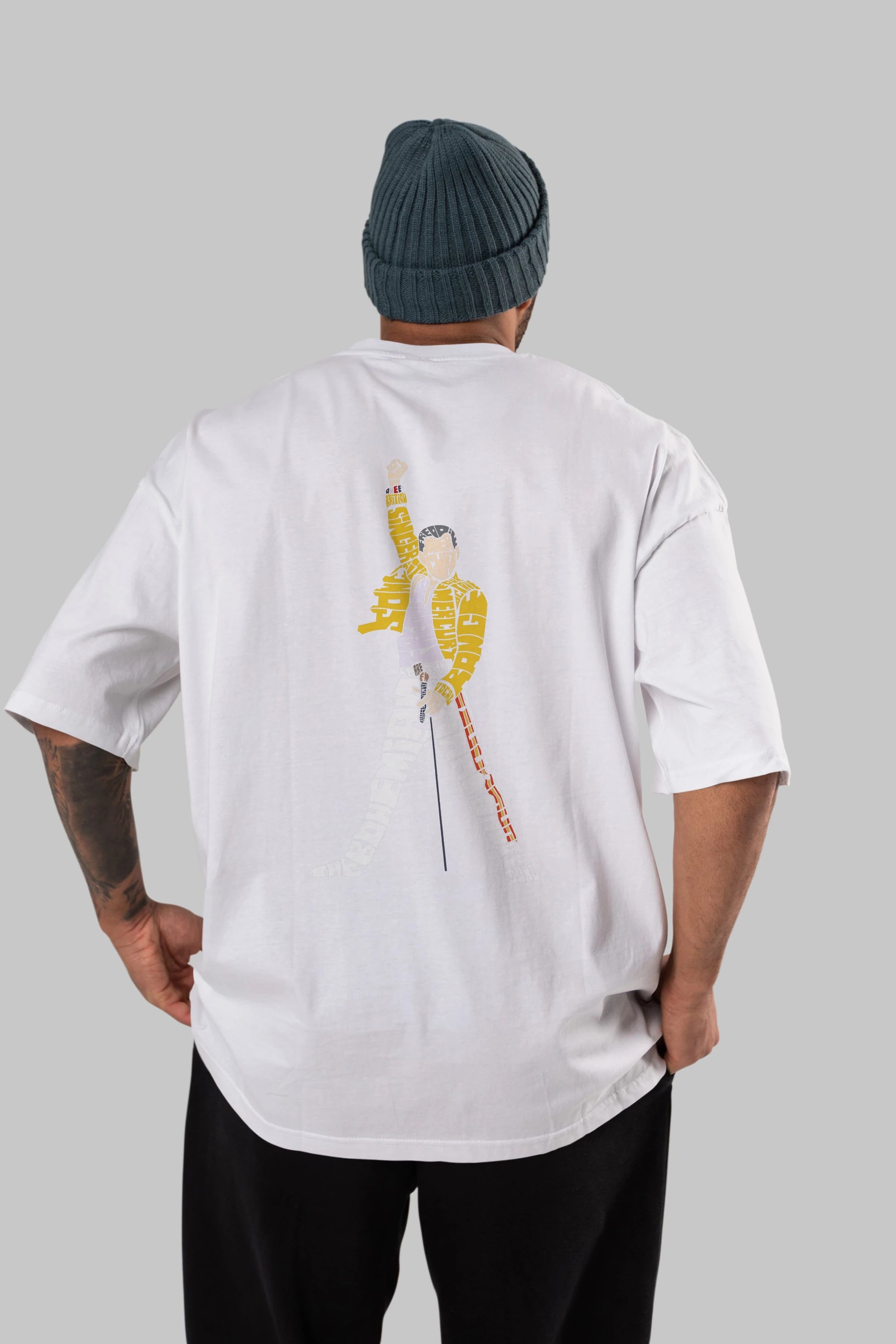 Freddy Mercury Arka Baskılı Oversize t-shirt %100 pamuk Erkek Kadın Unisex