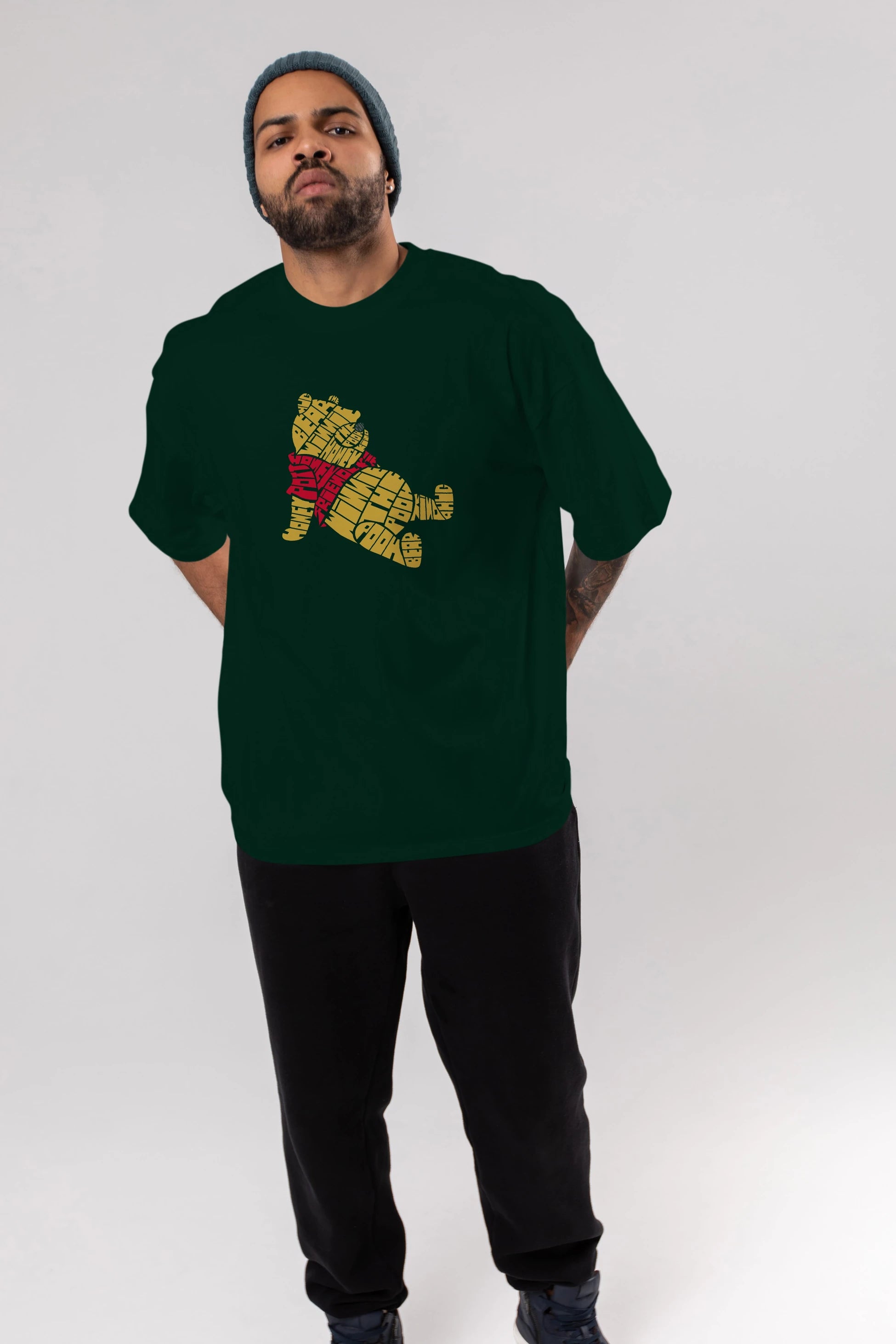 Winnie The Pooh Ön Baskılı Oversize t-shirt %100 pamuk Erkek Kadın Unisex