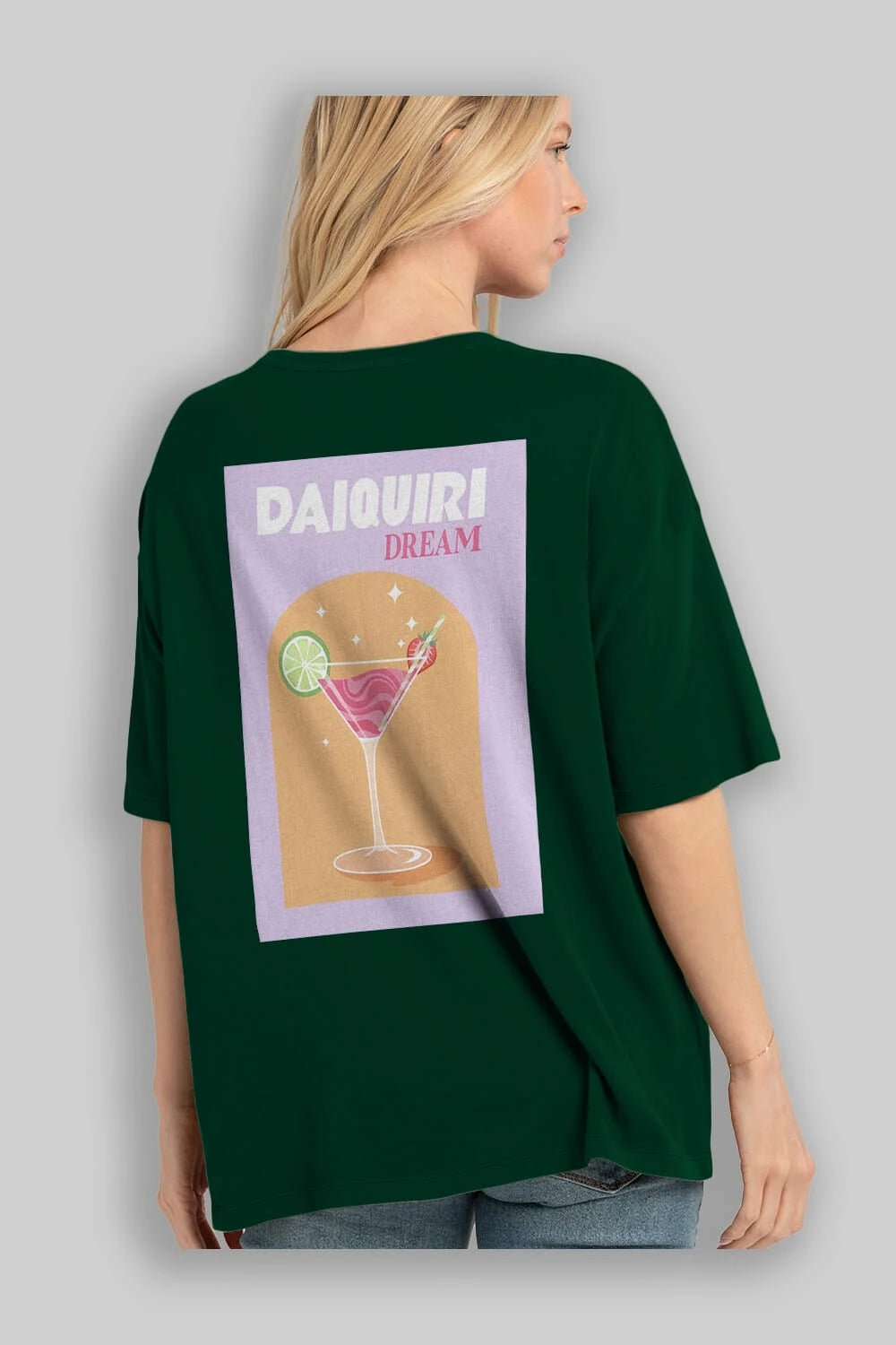 Daiquiri Dream Arka Baskılı Oversize t-shirt Erkek Kadın Unisex %100 Pamuk Bisiklet Yaka tişort
