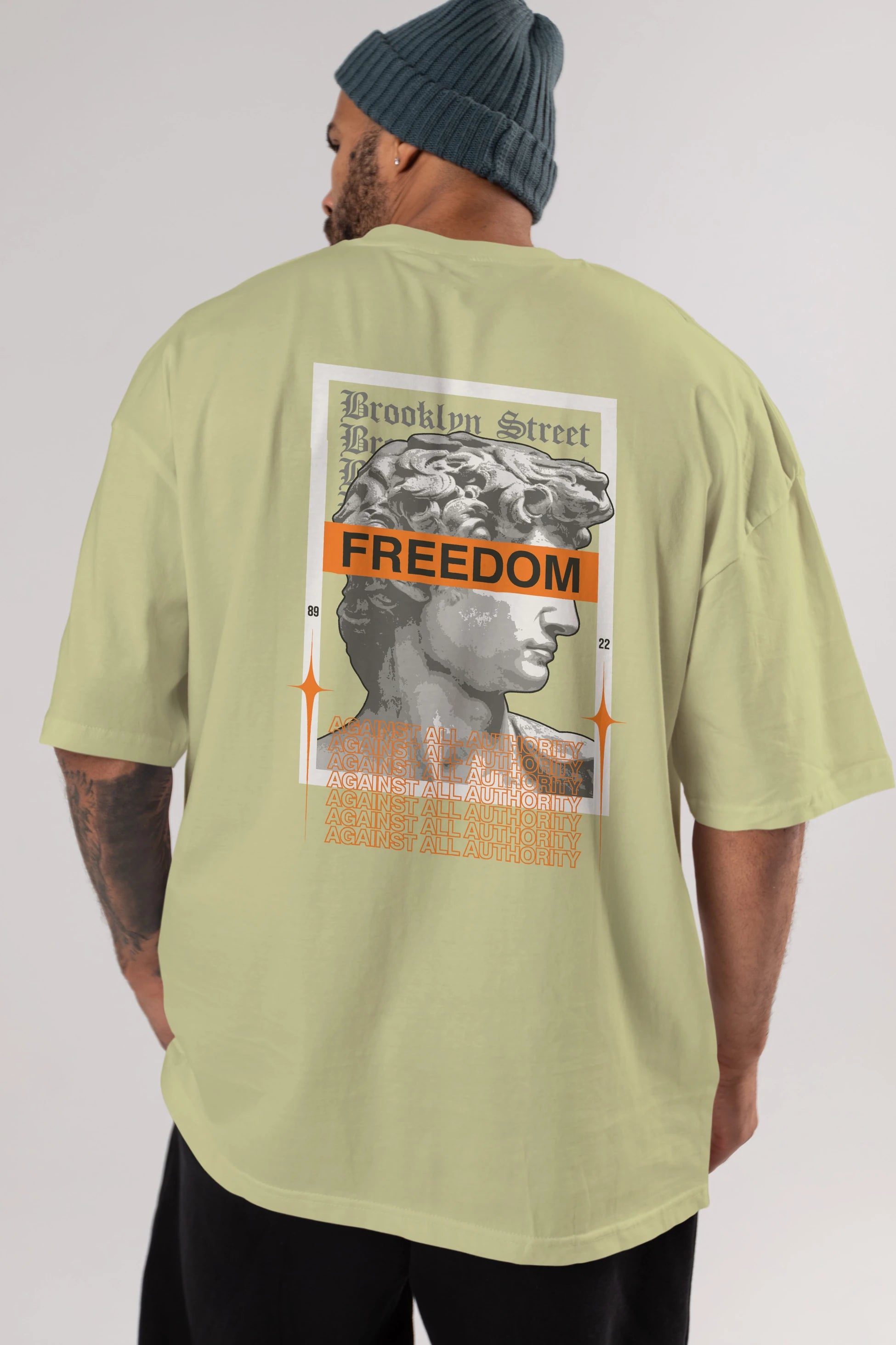 Brooklyn Street Arka Baskılı Oversize t-shirt Erkek Kadın Unisex