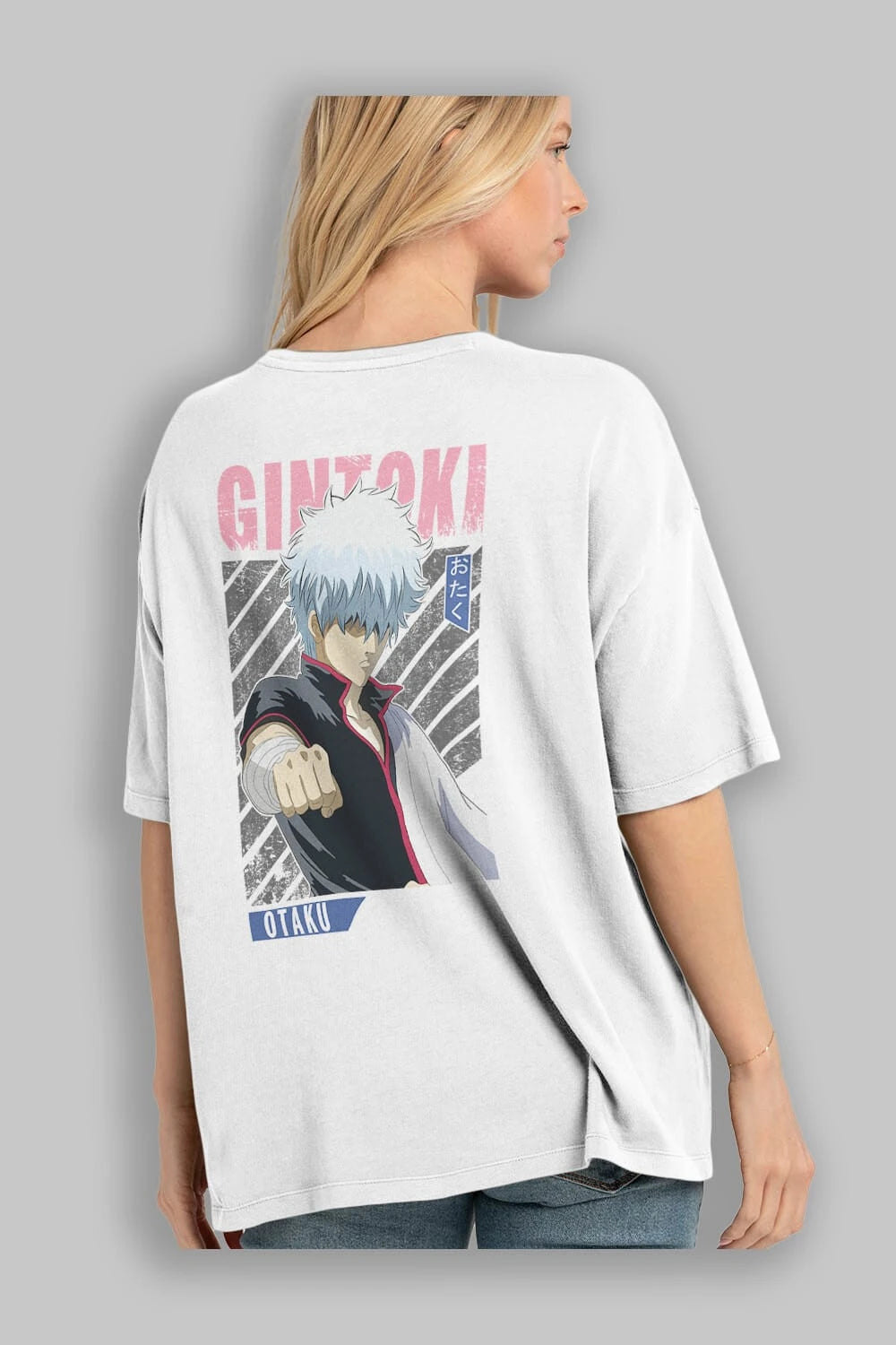 Gintoki Sakata GINTAMA 2 Anime Arka Baskılı Oversize t-shirt Erkek Kadın Unisex