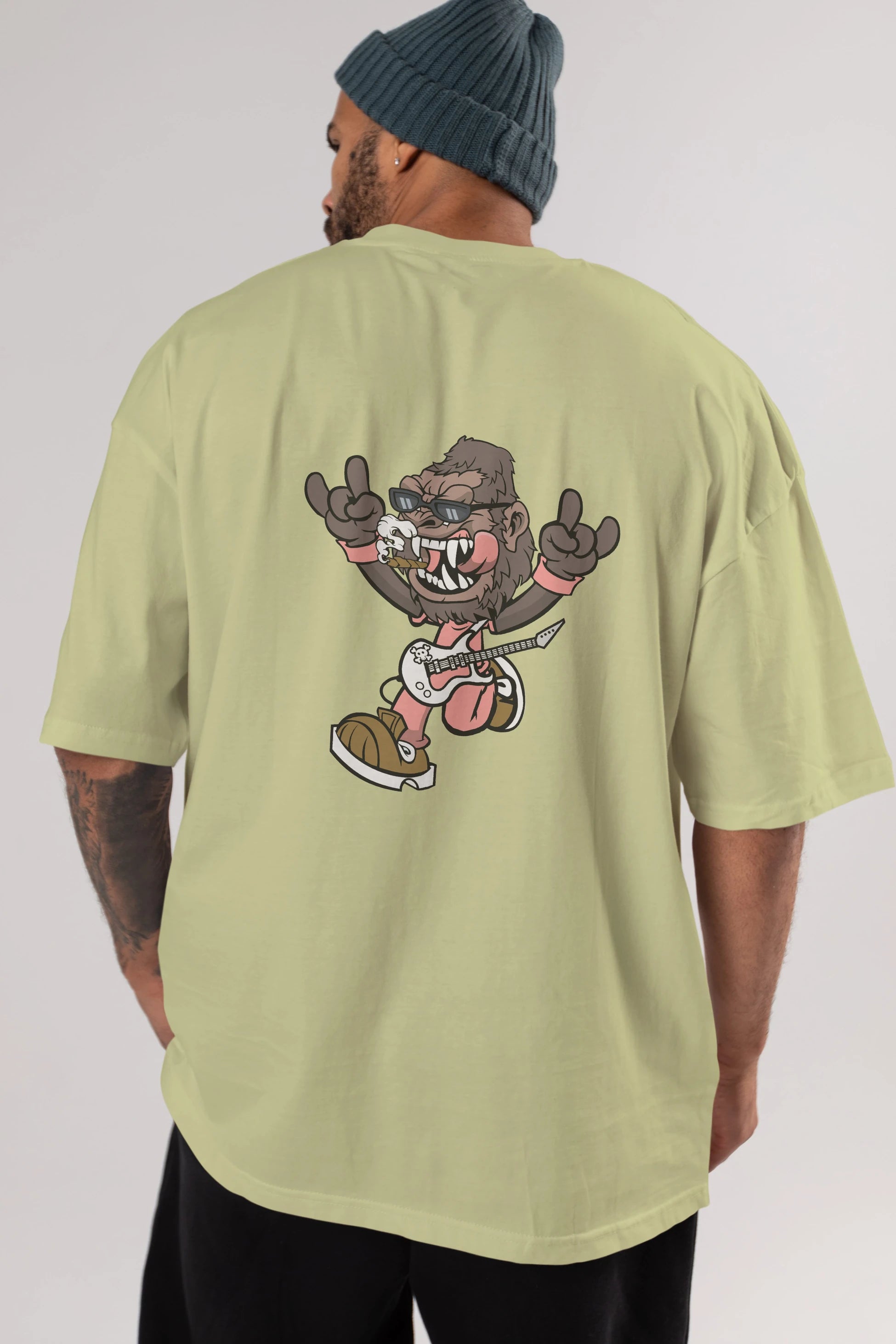 Gorilla Metal Arka Baskılı Oversize t-shirt Erkek Kadın Unisex %100 Pamuk tişort