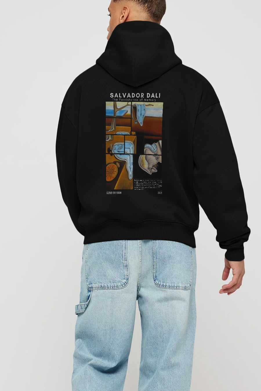 Salvador Dali Arka Baskılı Hoodie Oversize Kapüşonlu Sweatshirt Erkek Kadın