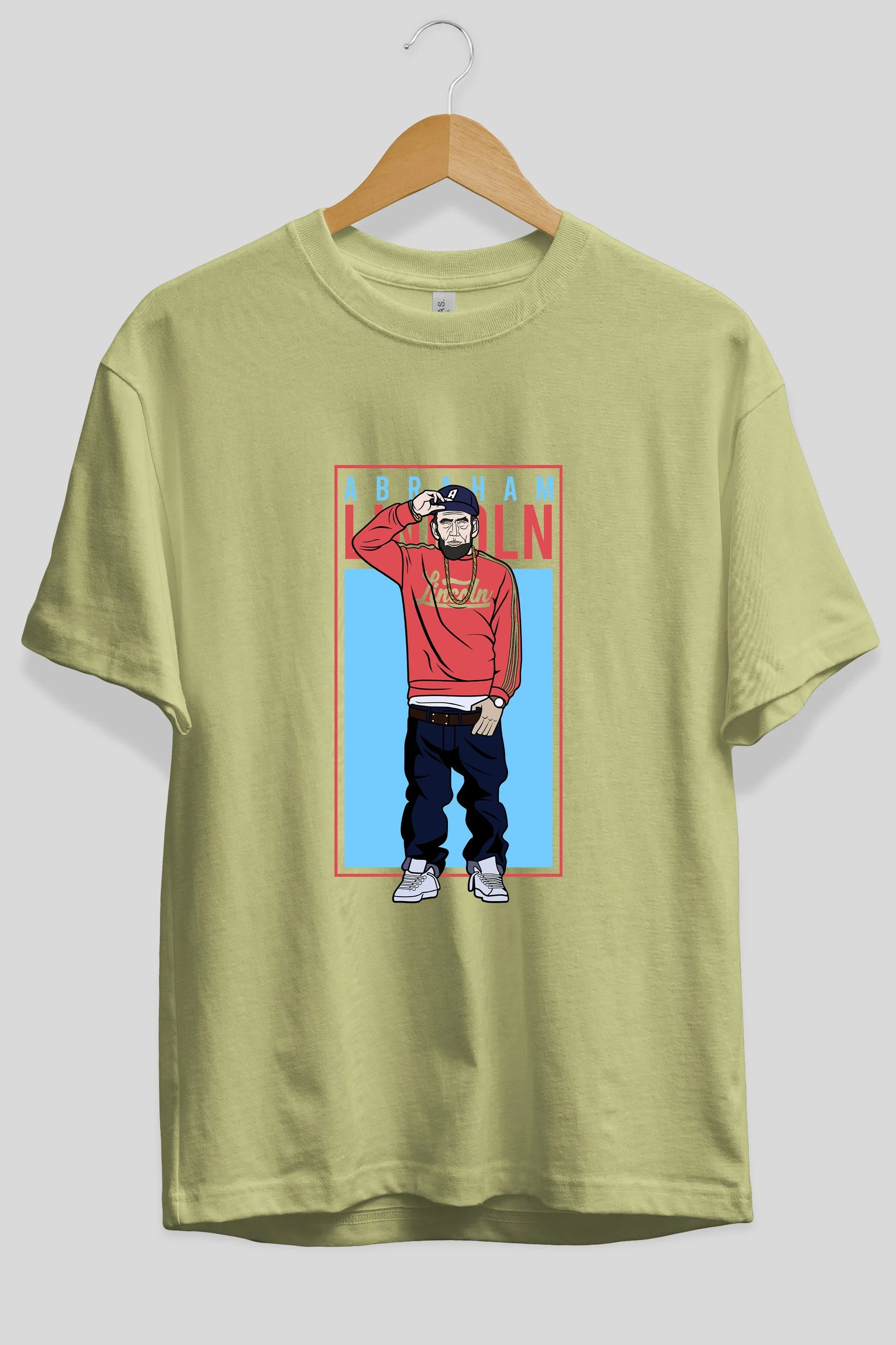Abraham Lincoln Ön Baskılı Oversize t-shirt Erkek Kadın Unisex %100 Pamuk tişort