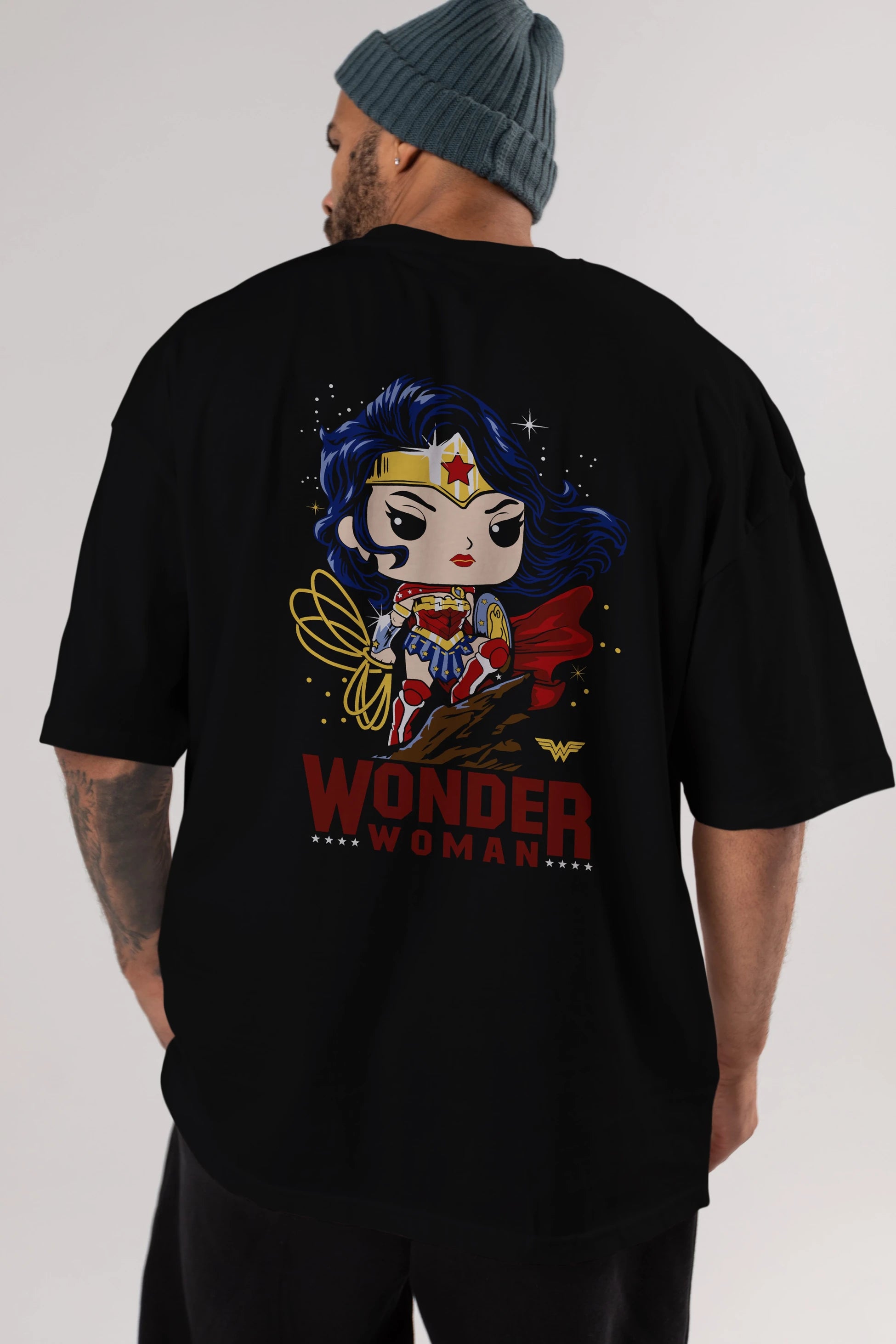 Wonder Woman (2) Arka Baskılı Oversize t-shirt Erkek Kadın Unisex %100 Pamuk Bisiklet Yaka tişort