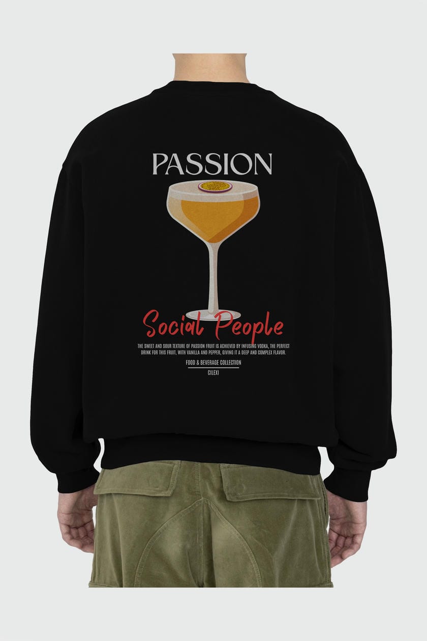 Passion Arka Baskılı Oversize Sweatshirt Erkek Kadın Unisex