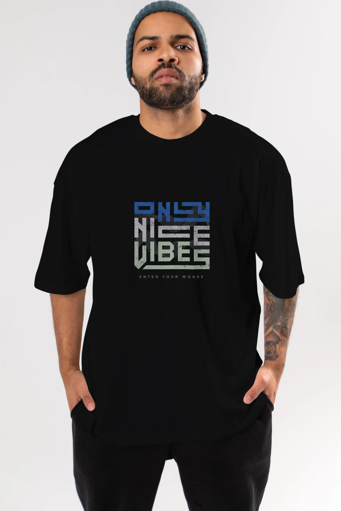 Only Nice Vibes Ön Baskılı Oversize t-shirt Erkek Kadın Unisex