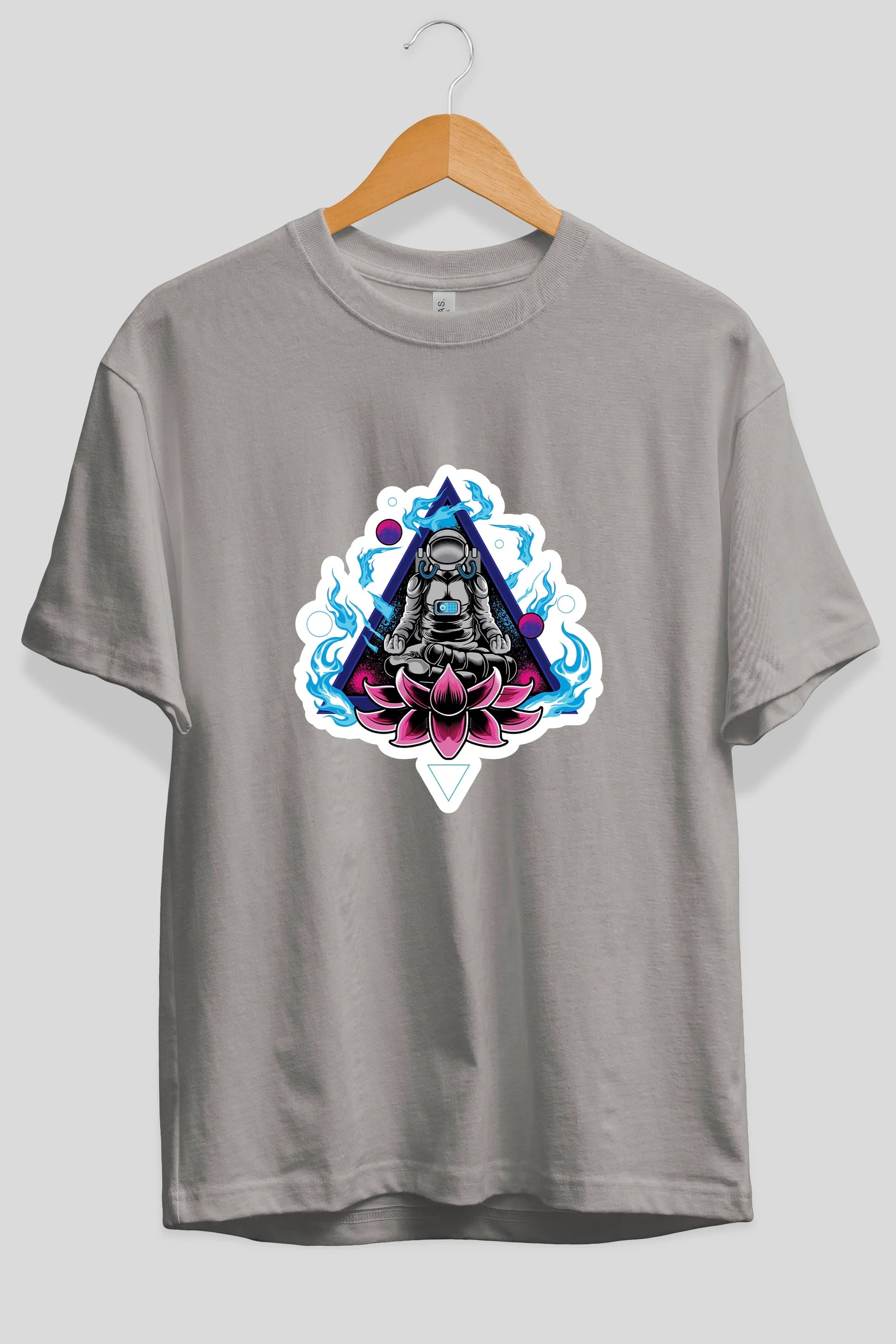 Astronaut Meditation Sticker Ön Baskılı Oversize t-shirt Erkek Kadın Unisex