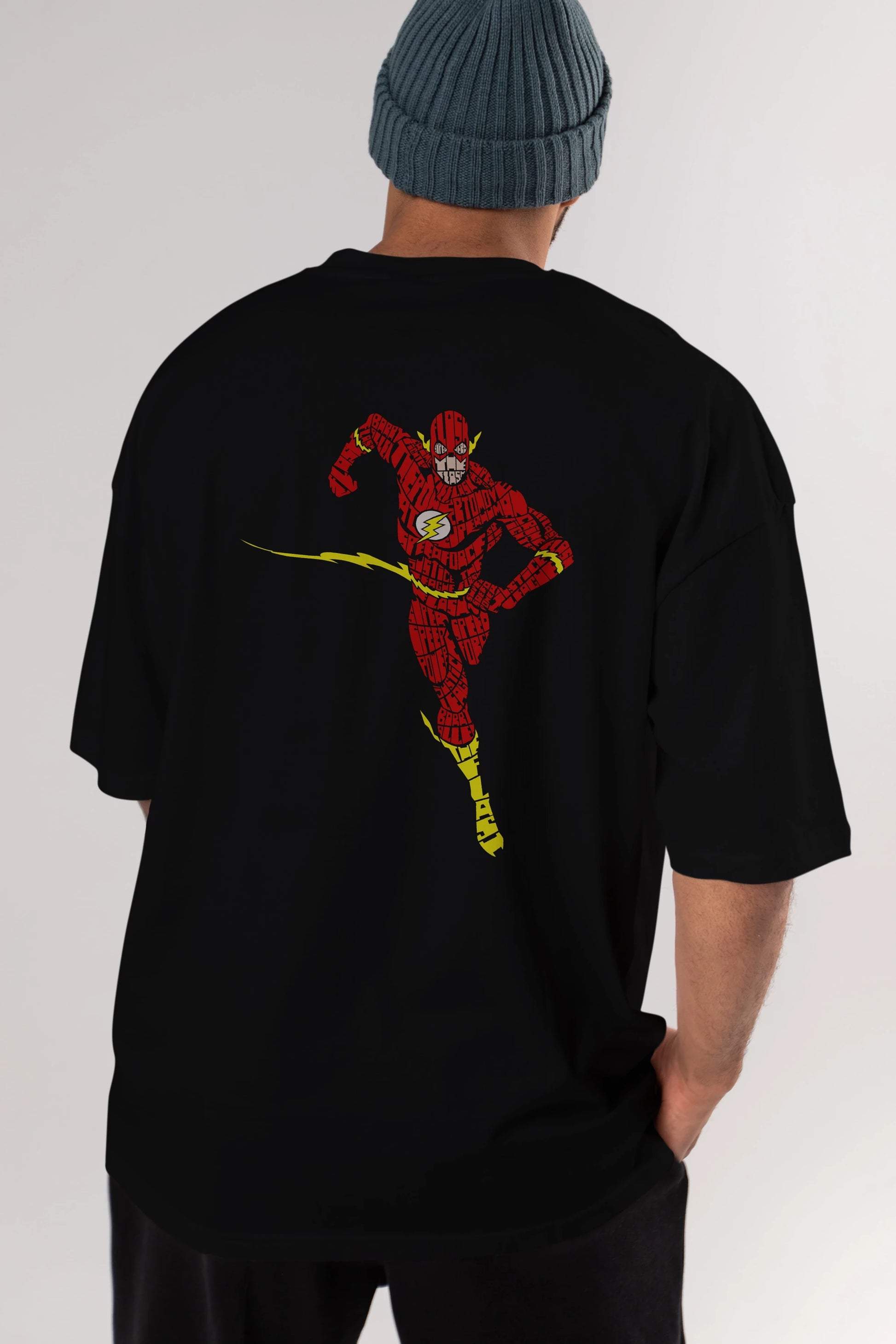 The Flash Arka Baskılı Oversize t-shirt %100 pamuk Erkek Kadın Unisex