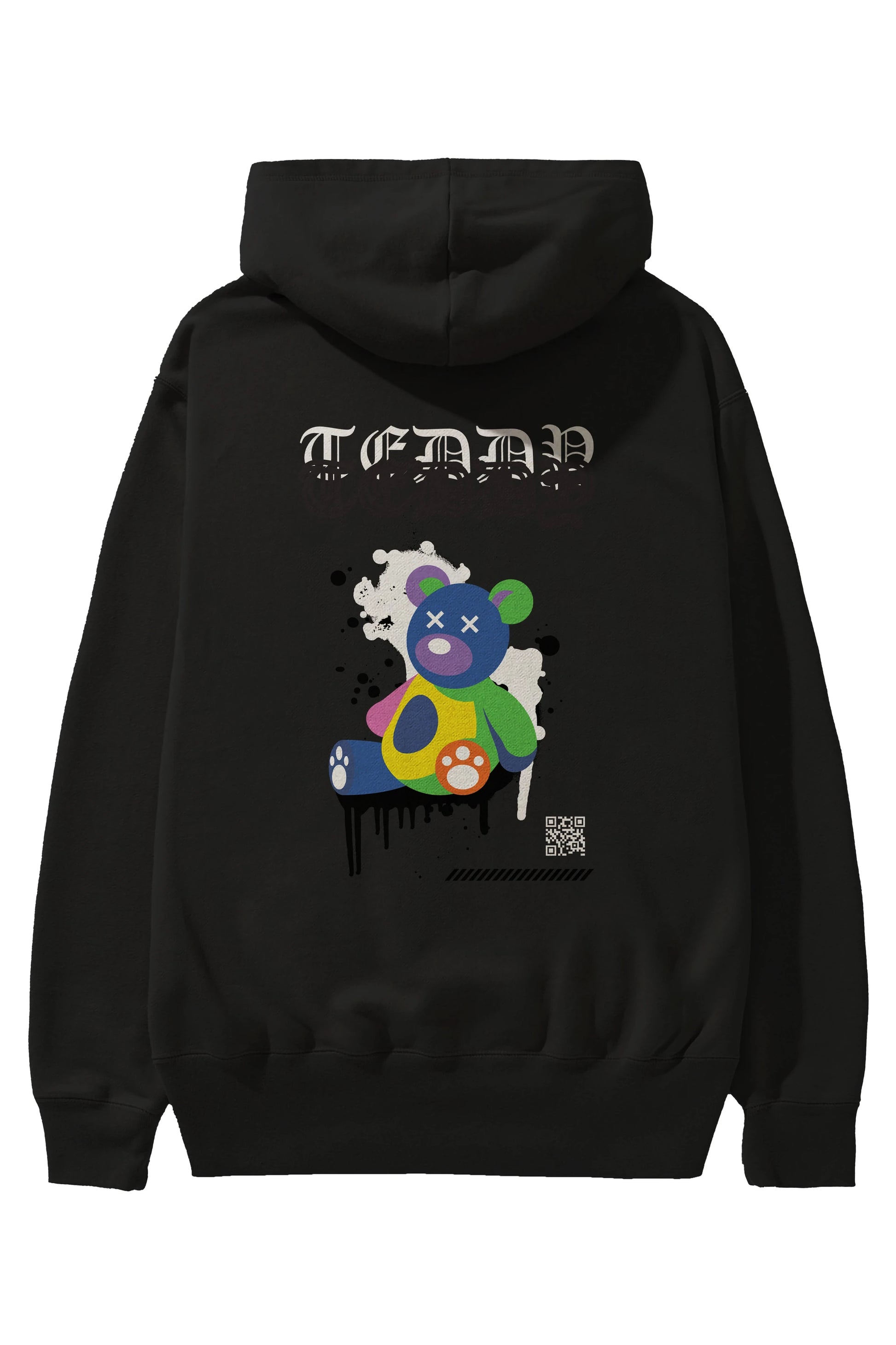 Teddy Bear Arka Baskılı Hoodie Oversize Kapüşonlu Sweatshirt Erkek Kadın Unisex