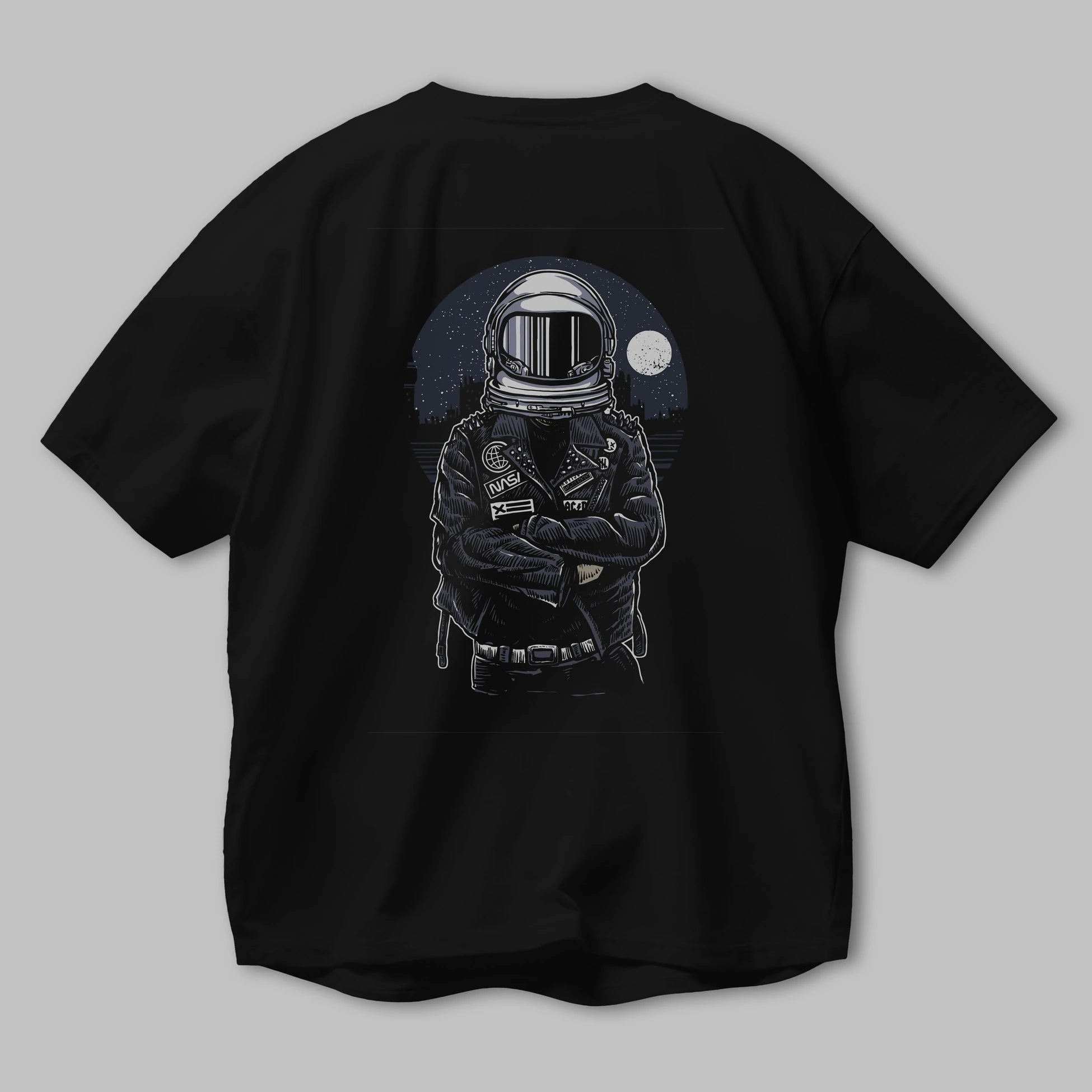 Astronaut Rebel Arka Baskılı Oversize t-shirt Erkek Kadın Unisex %100 Pamuk
