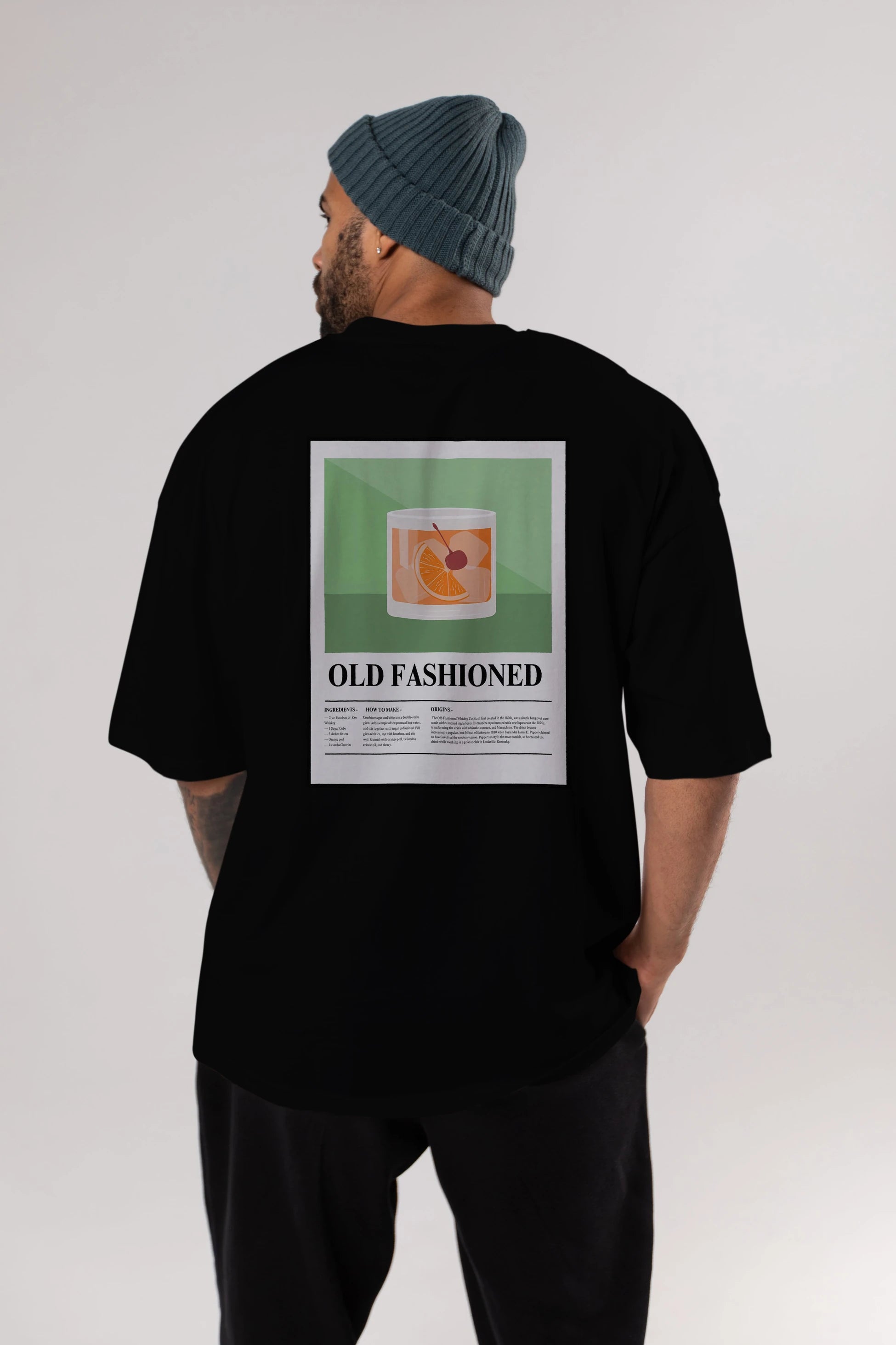 Old Fashioned Arka Baskılı Oversize t-shirt Erkek Kadın Unisex %100 Pamuk Bisiklet Yaka tişort