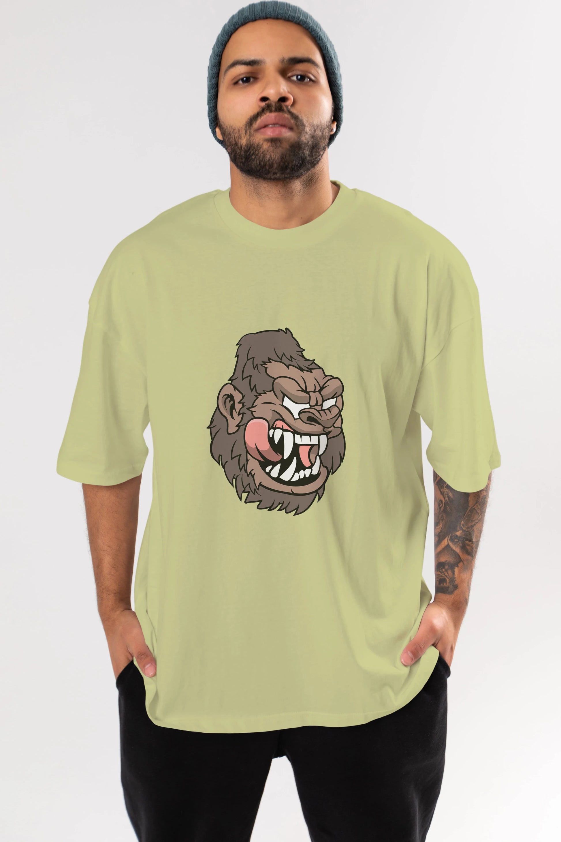 Big Gorilla Ön Baskılı Oversize t-shirt Erkek Kadın Unisex %100 Pamuk tişort