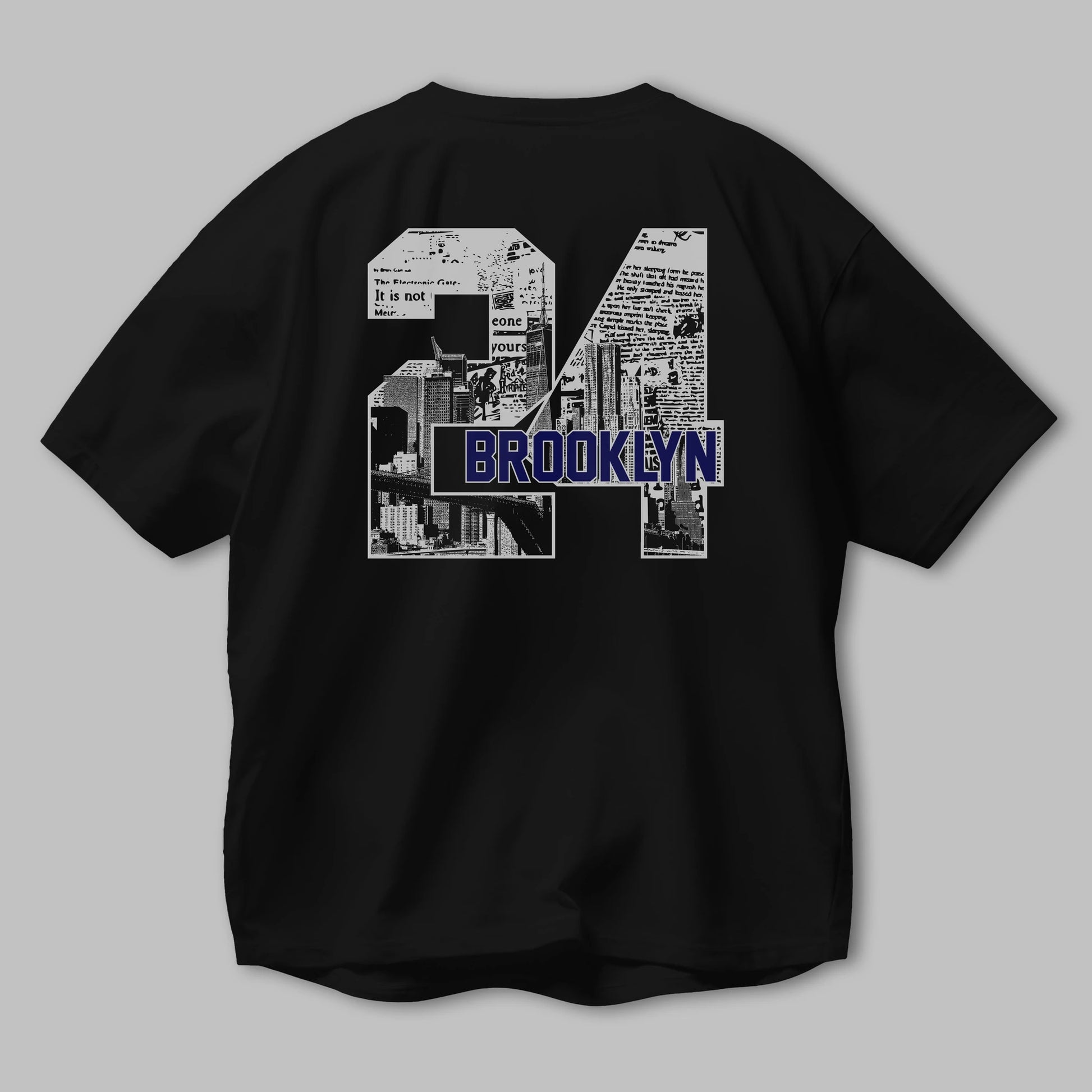 Brooklyn 24 Arka Baskılı Oversize t-shirt Erkek Kadın Unisex